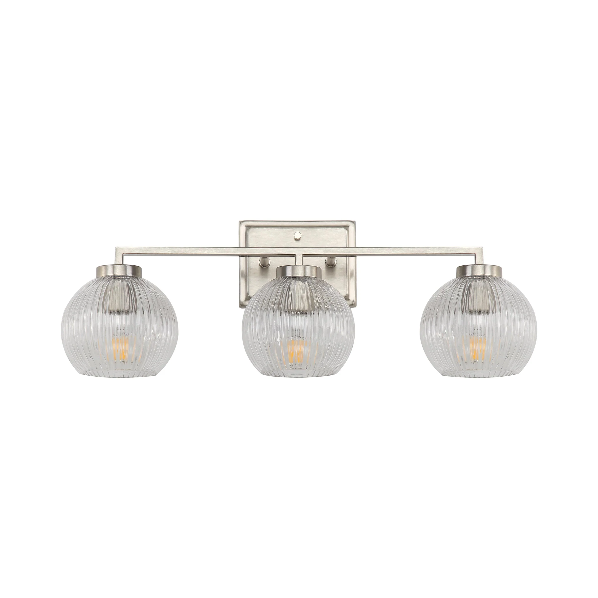 Elliott 3-light Vanity in Pewter and Clear Ribbed Glass - Image 2
