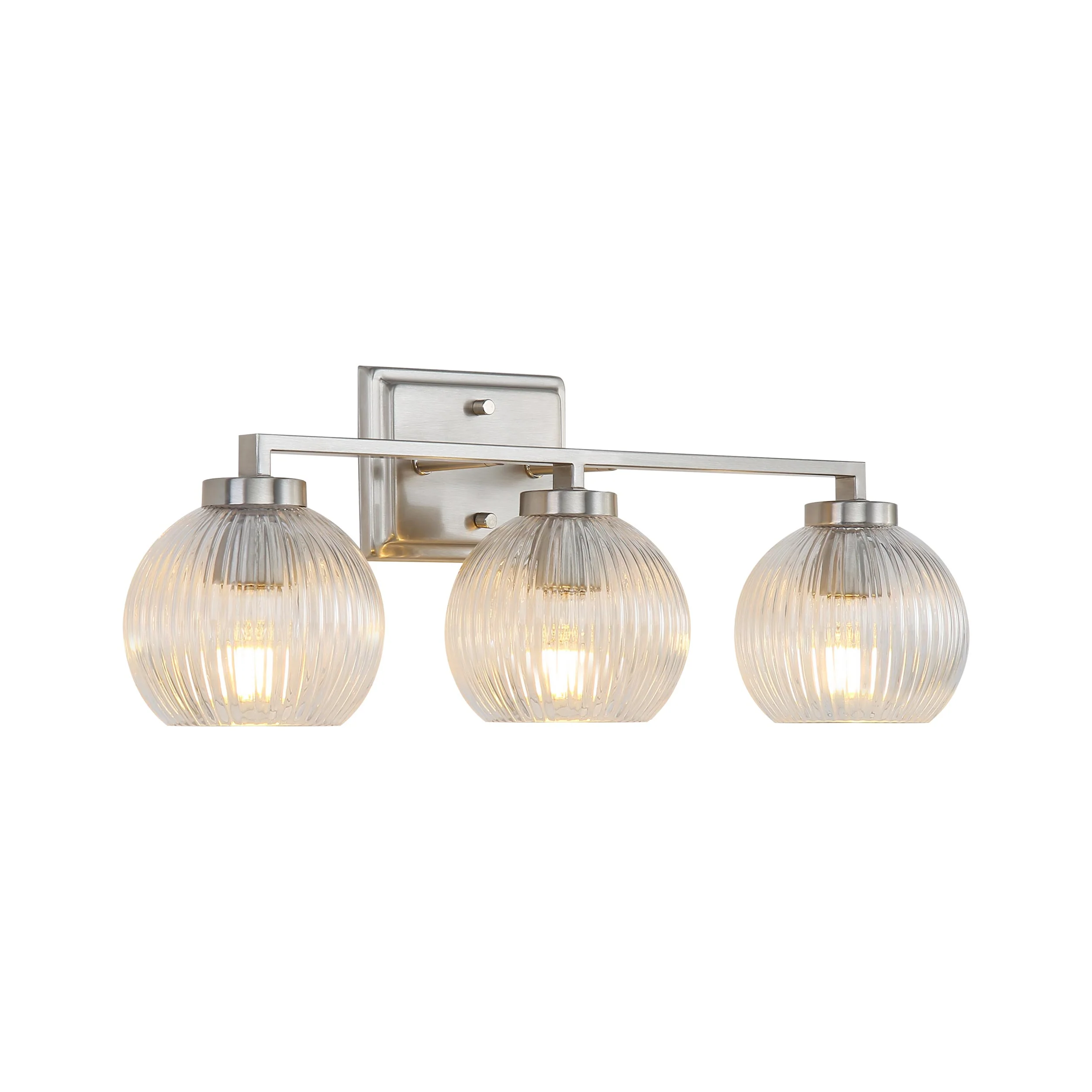 Elliott 3-light Vanity in Pewter and Clear Ribbed Glass - Image 3