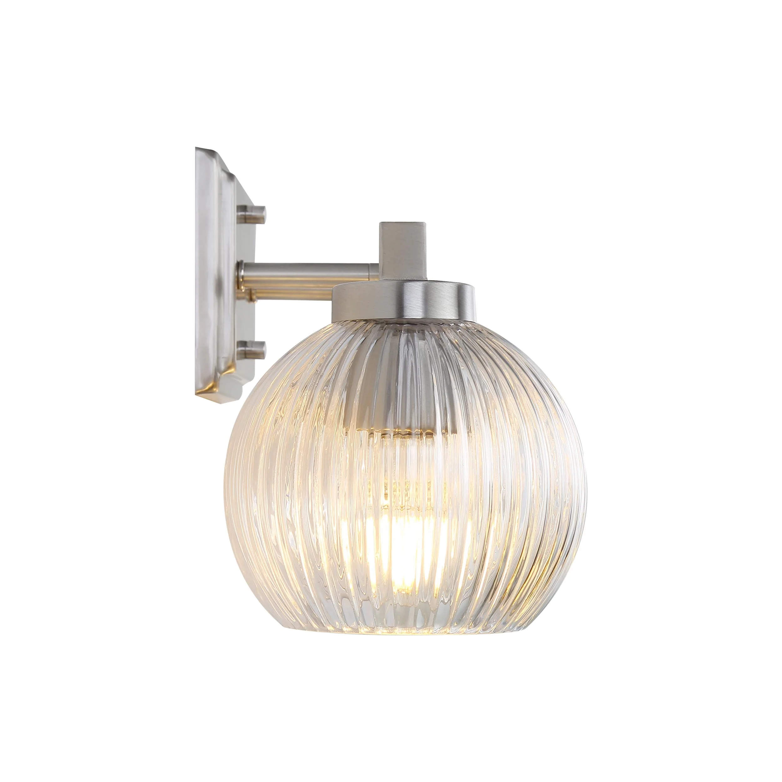 Elliott 3-light Vanity in Pewter and Clear Ribbed Glass - Image 4