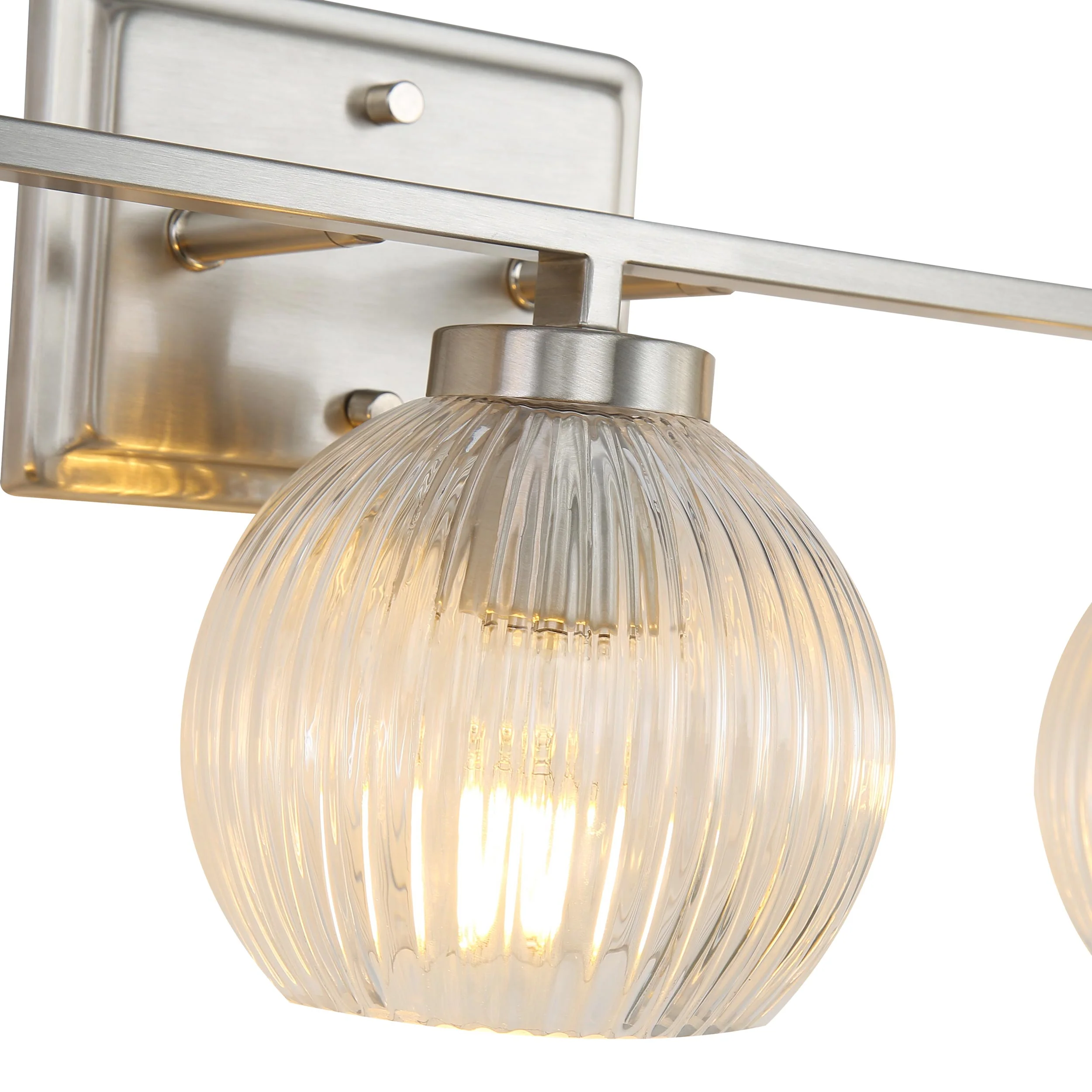 Elliott 3-light Vanity in Pewter and Clear Ribbed Glass - Image 5