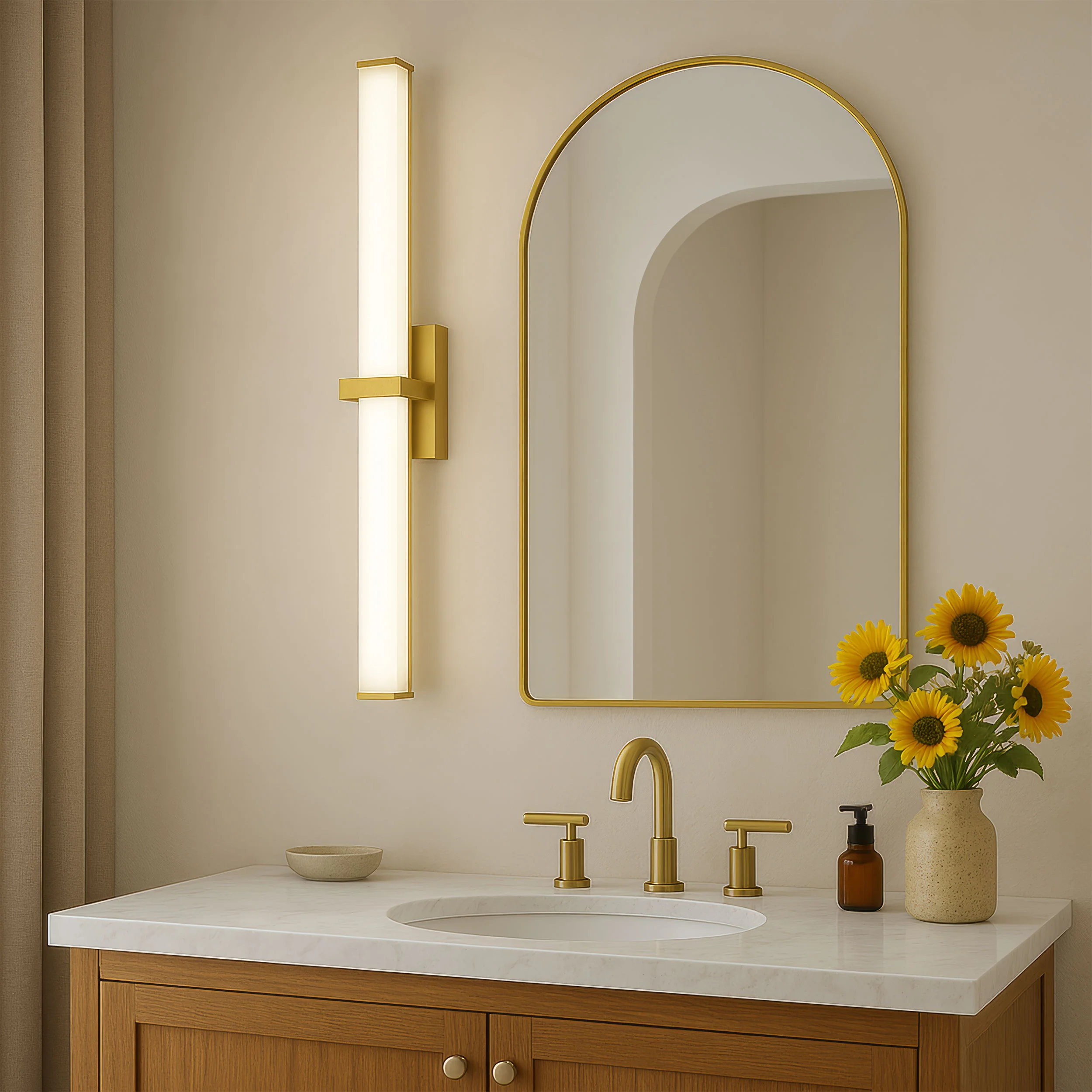 Elon Integrated LED 30in Vanity in Brushed Champagne Brass - Image 7