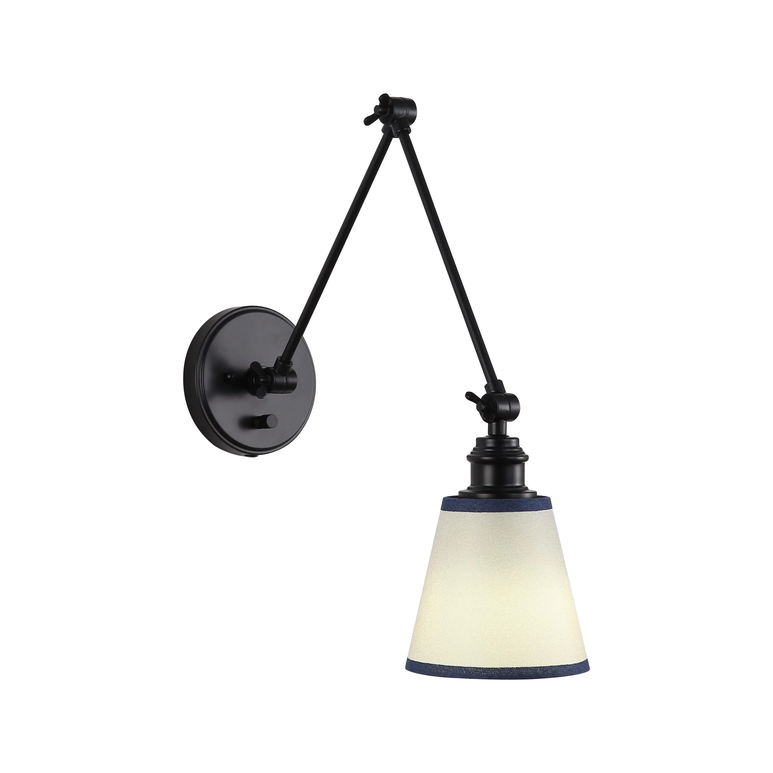 Equinox 1-light Swing Arm Wall Lamp with Blue Trim shade