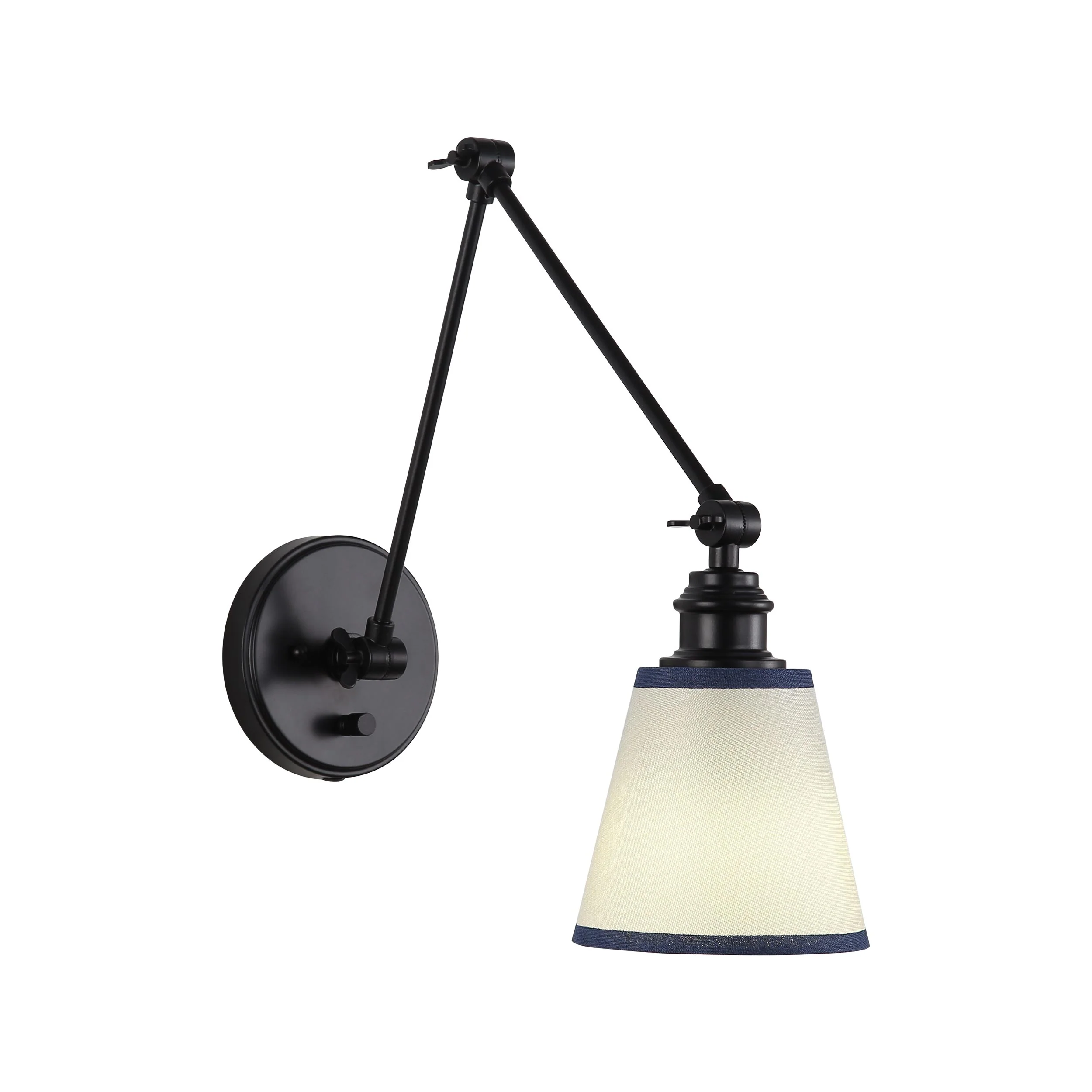 Equinox 1-light Swing Arm Wall Lamp with Blue Trim shade - Image 3