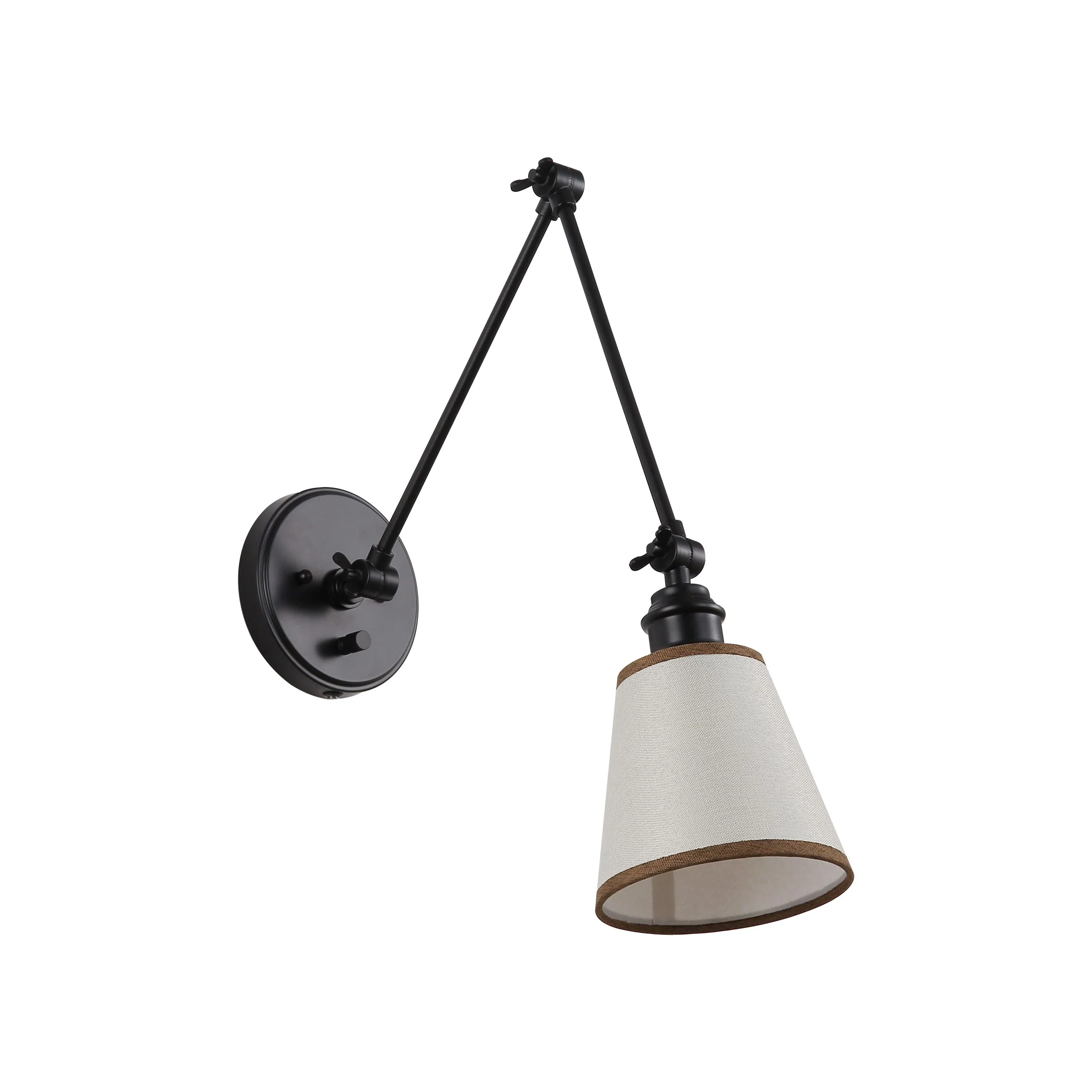 Equinox 1-light Swing Arm Wall Lamp with Brown Trim shade - Image 4