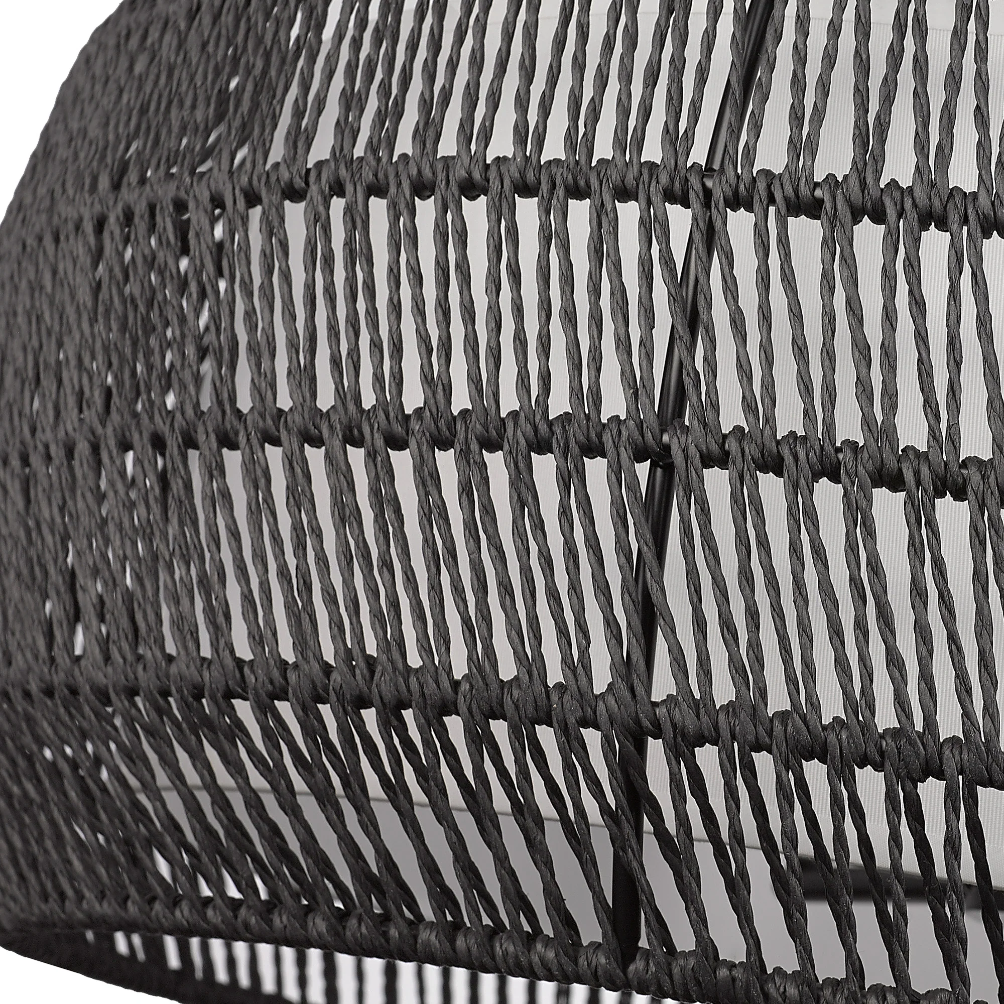 Everly 6-light Chandelier in Matte Black and Modern Black Rattan shade - Image 6