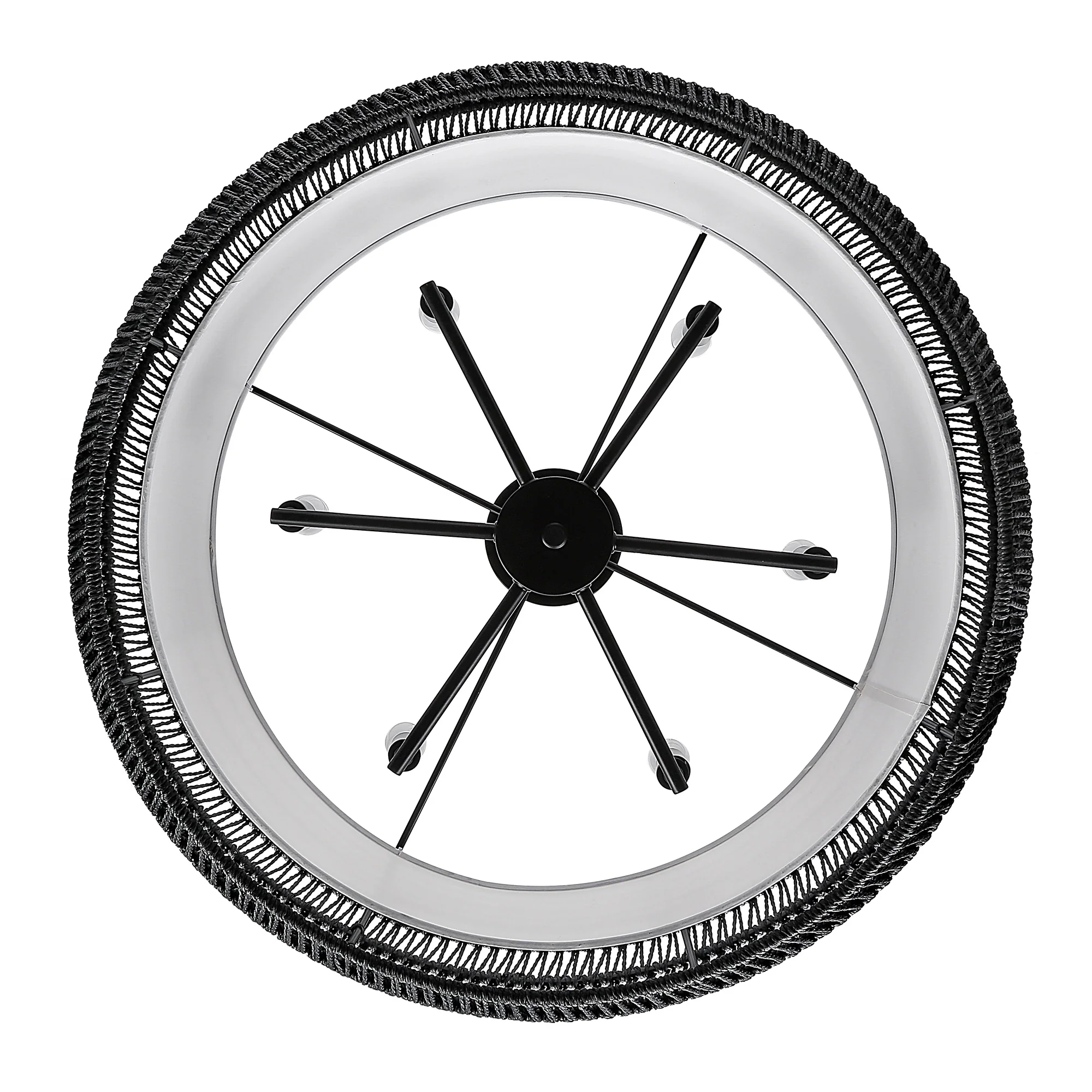Everly 6-light Semi-Flush Mount in Matte Black and Modern Black Rattan shade - Image 5