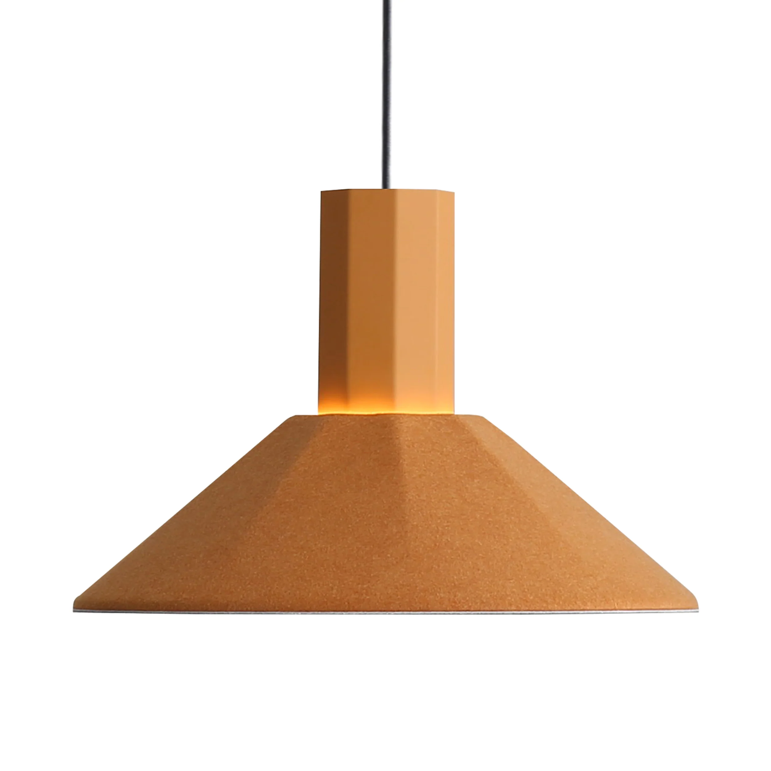 Faroe 13in Integrated LED Pendant in Earth Yellow/Grey Felt