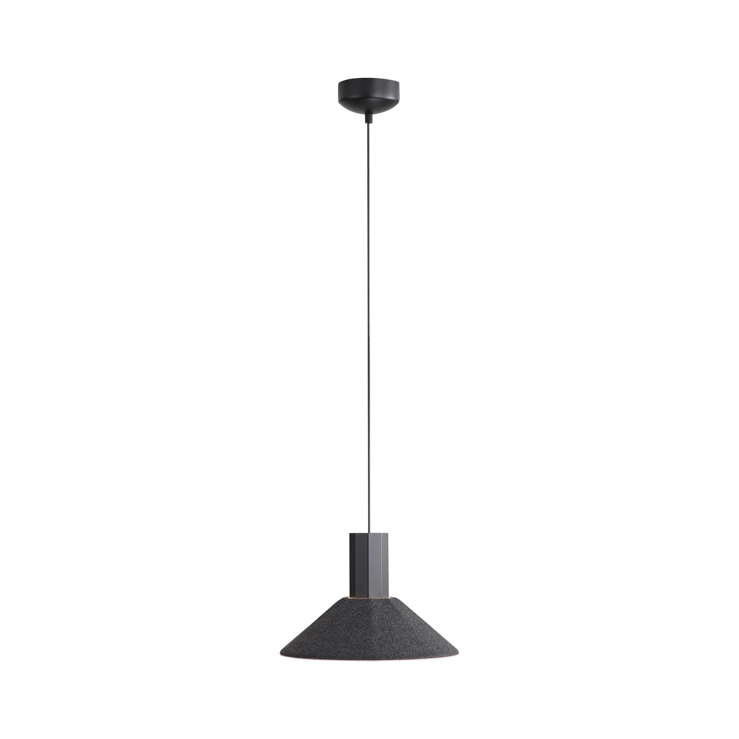Faroe 13in Integrated LED Pendant in Flecked Black/Grey Felt - Image 2