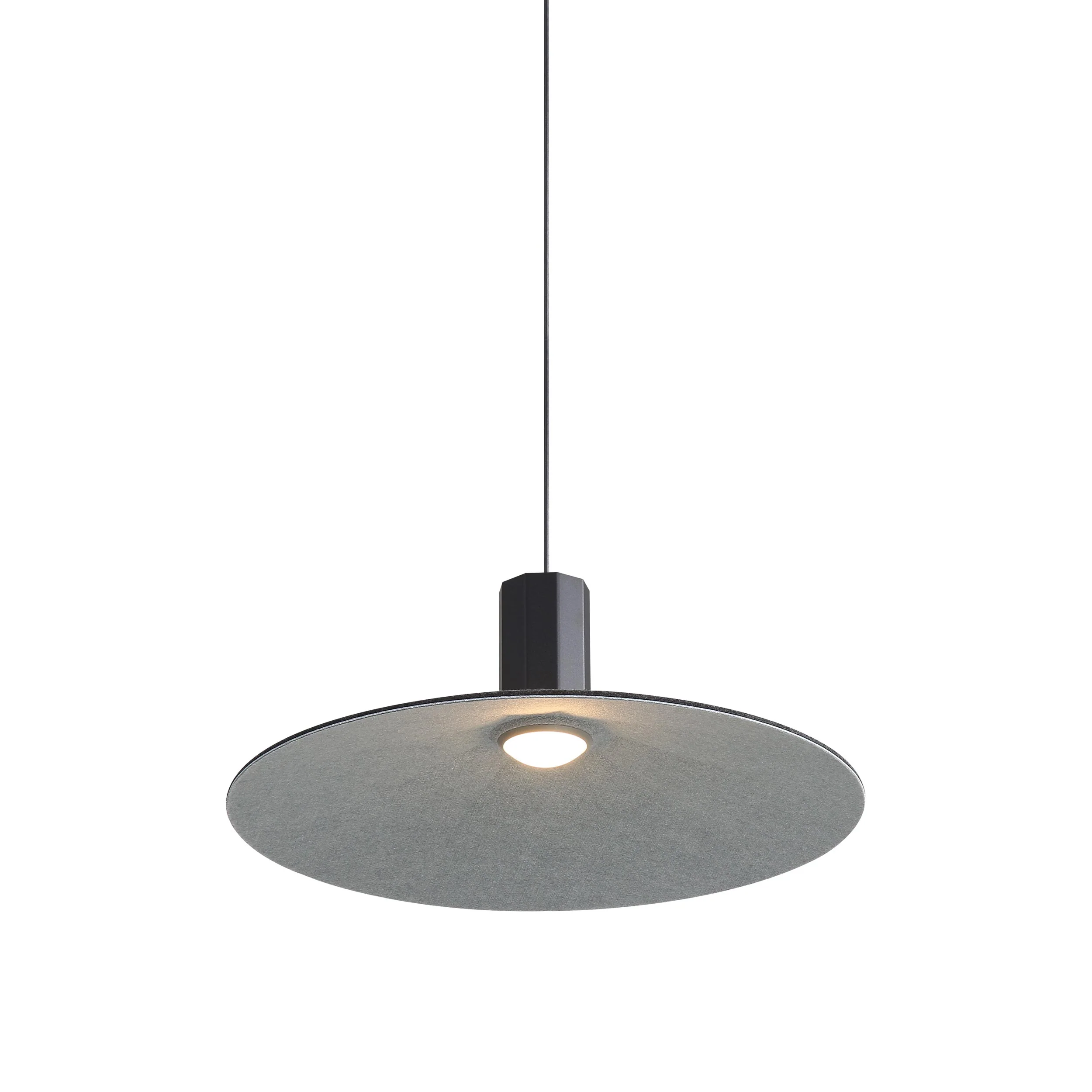 Faroe 20in Integrated LED Pendant in Flecked Black/Grey Felt - Image 3