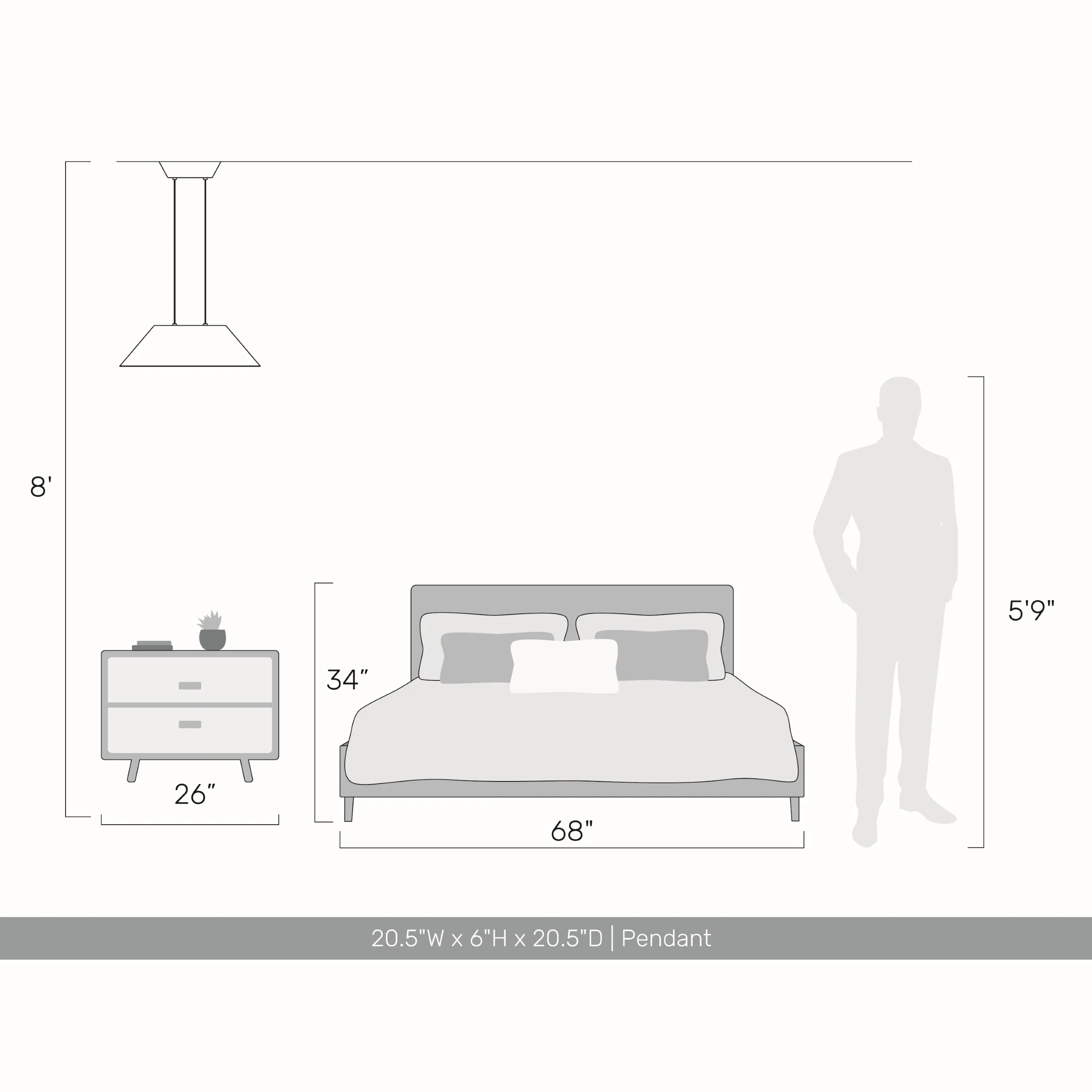 Faroe 21in Integrated LED Pendant in Flecked Black/Grey Felt - Image 5