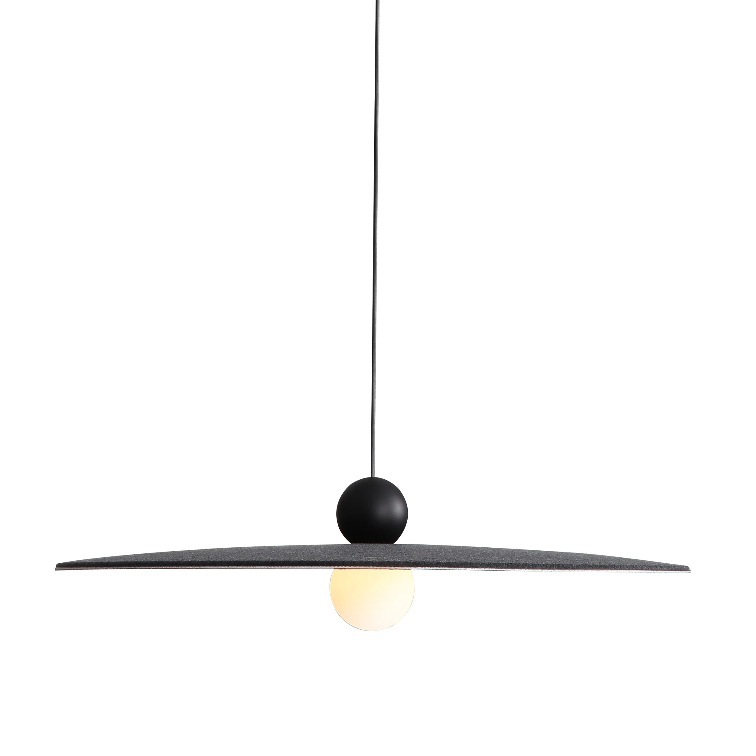 Faroe 24in Integrated LED Pendant in Flecked Black/Grey Felt