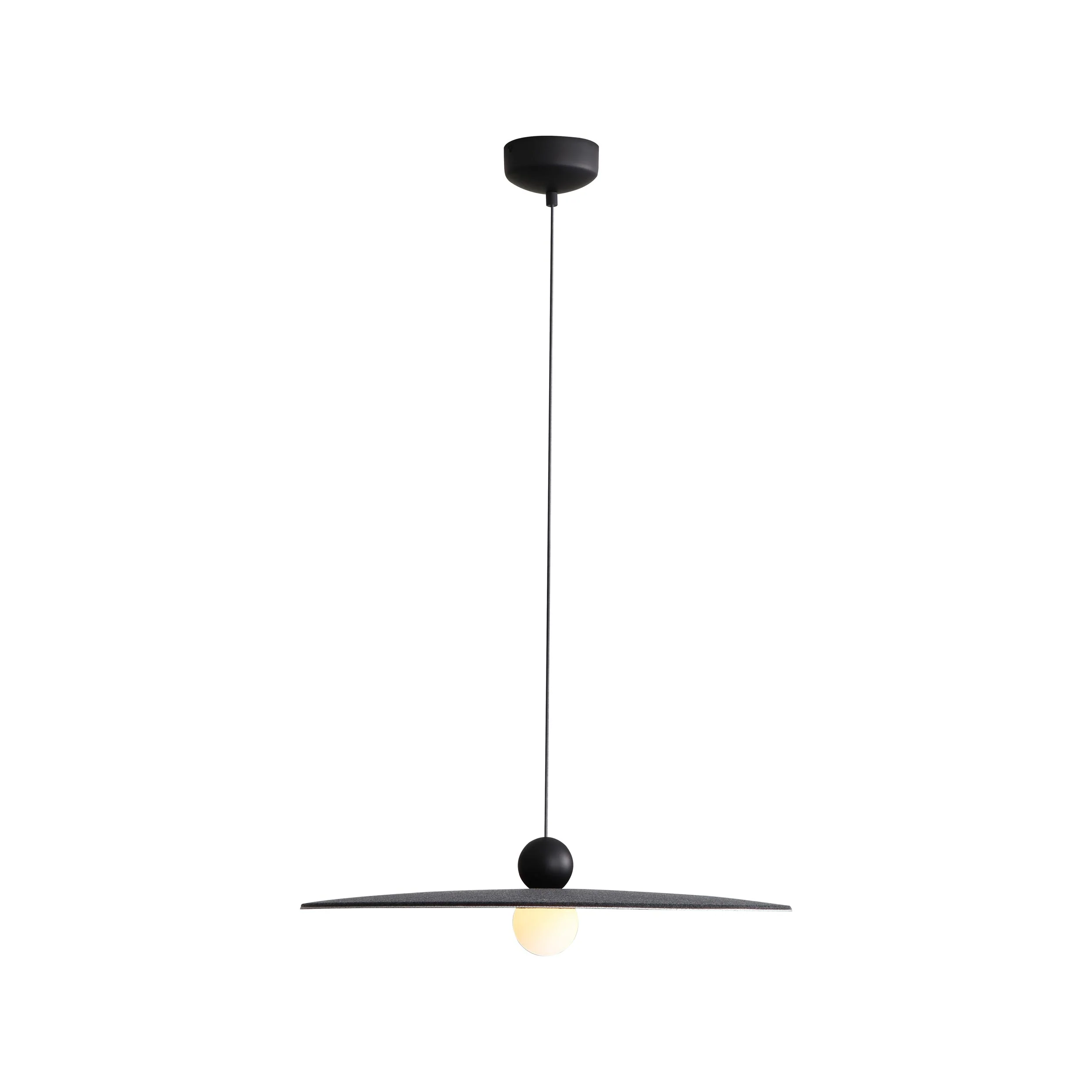 Faroe 24in Integrated LED Pendant in Flecked Black/Grey Felt - Image 2