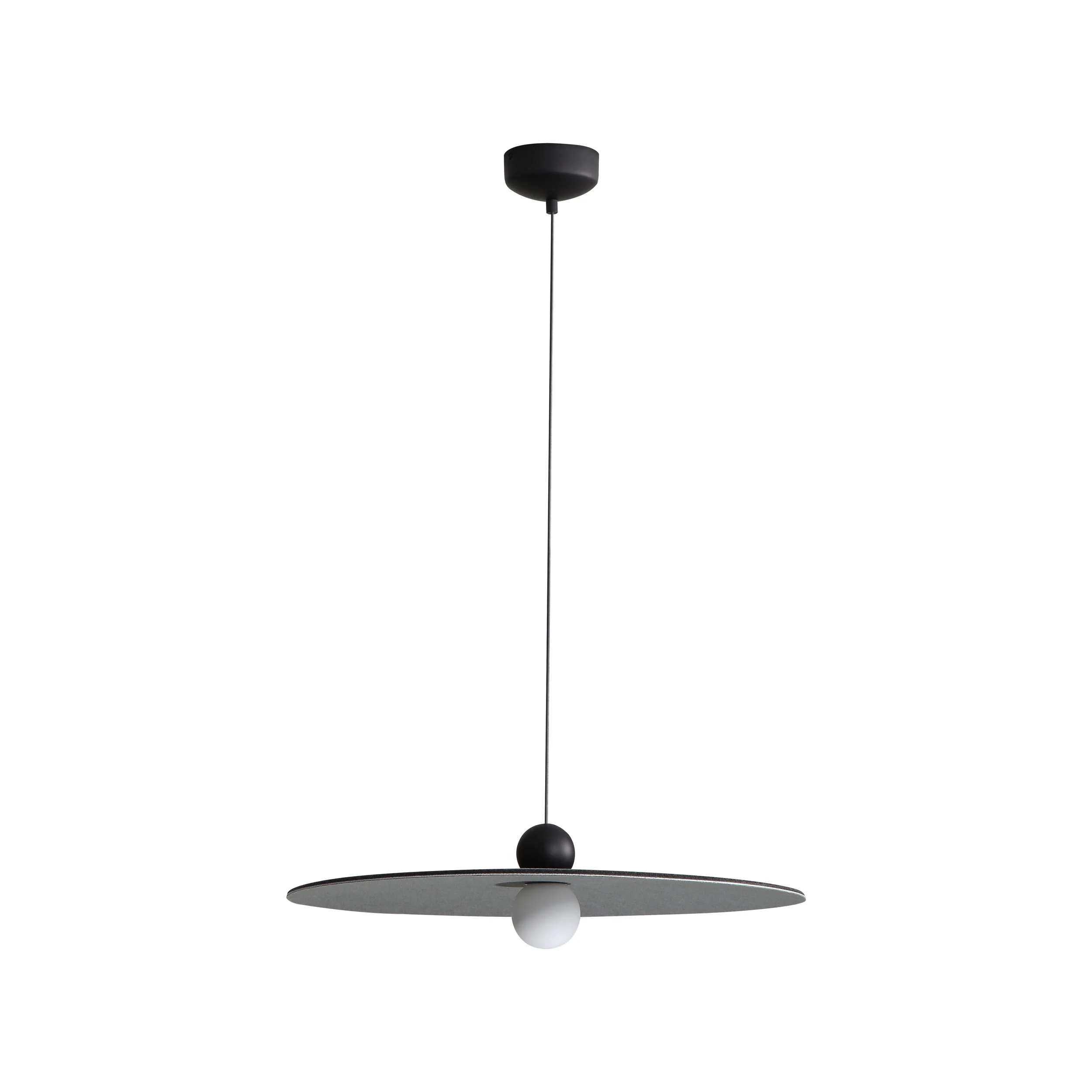 Faroe 24in Integrated LED Pendant in Flecked Black/Grey Felt - Image 3