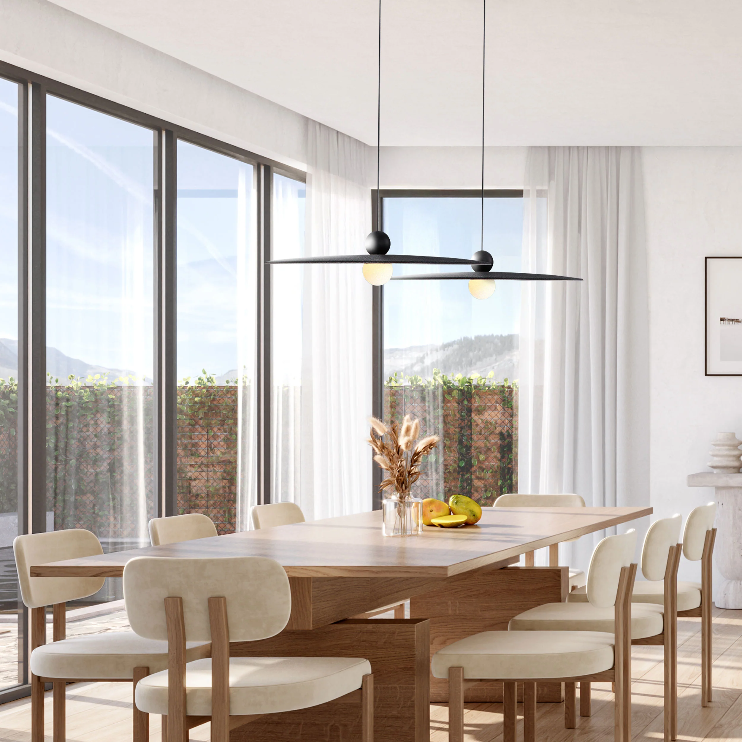Faroe 24in Integrated LED Pendant in Flecked Black/Grey Felt - Image 5