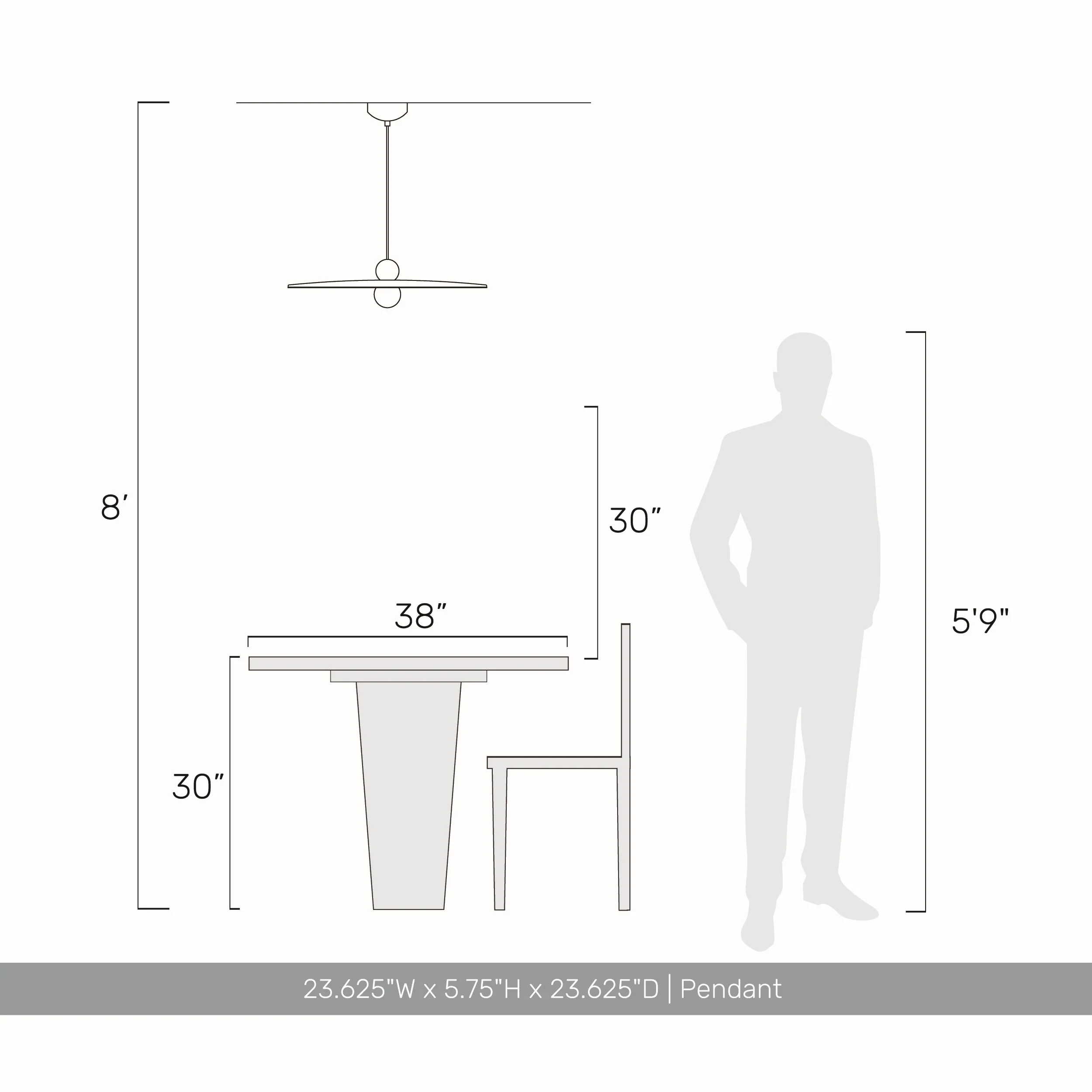 Faroe 24in Integrated LED Pendant in Flecked Black/Grey Felt - Image 7