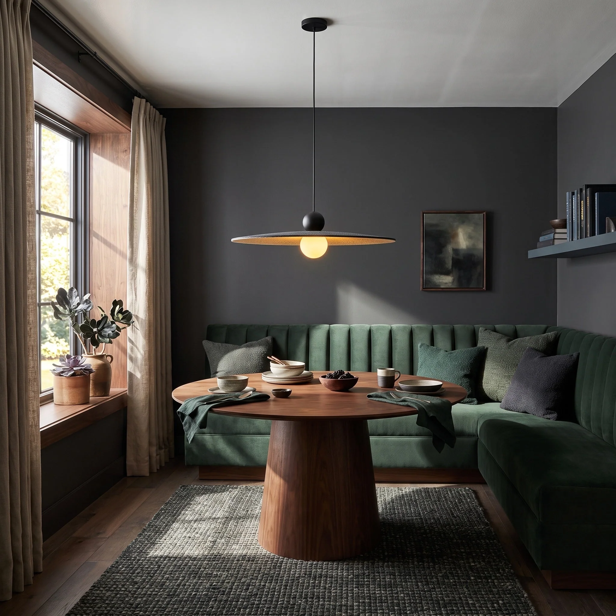 Faroe 24in Integrated LED Pendant in Flecked Black/Grey Felt - Image 8
