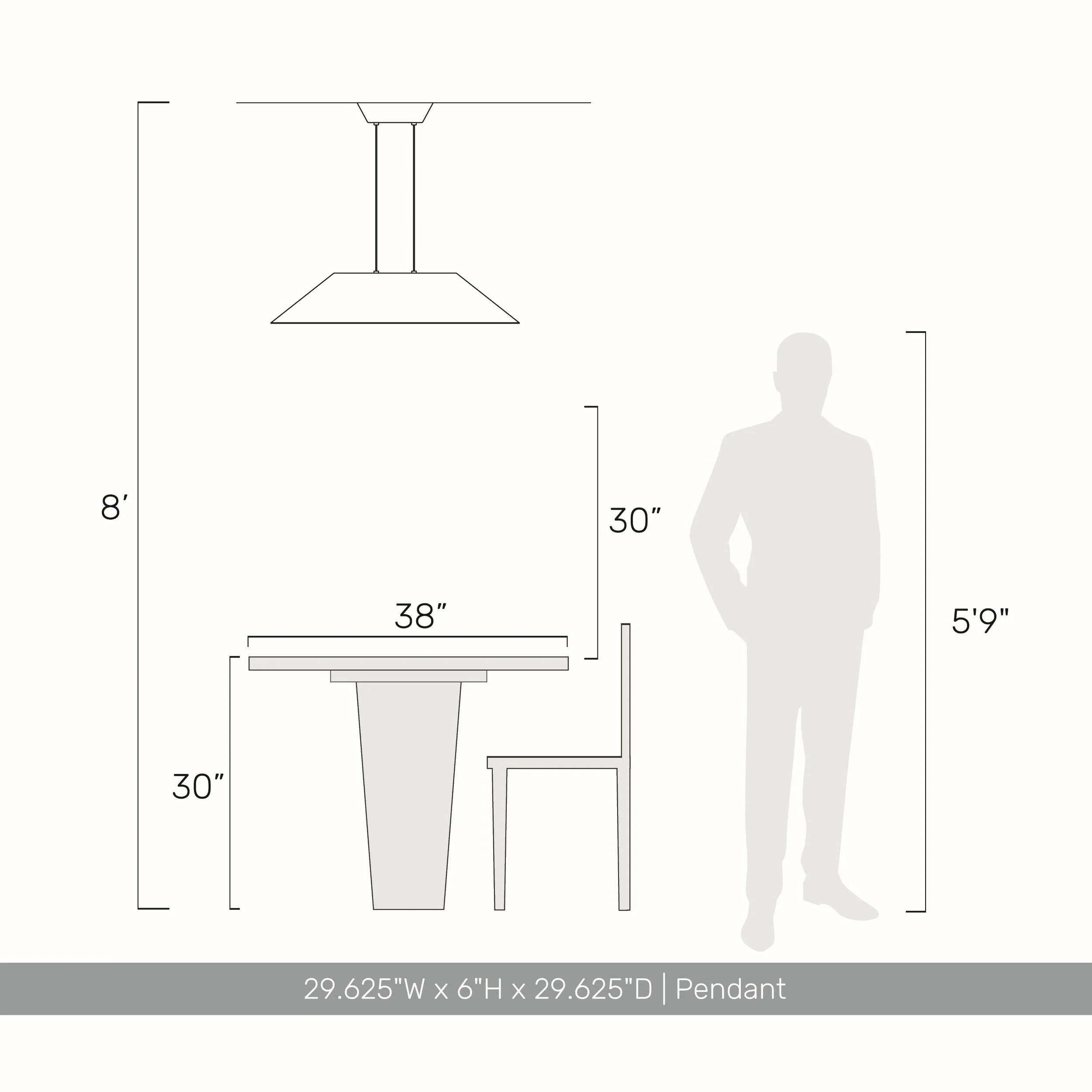 Faroe 30in Integrated LED Pendant in Flecked Black/Grey Felt - Image 8