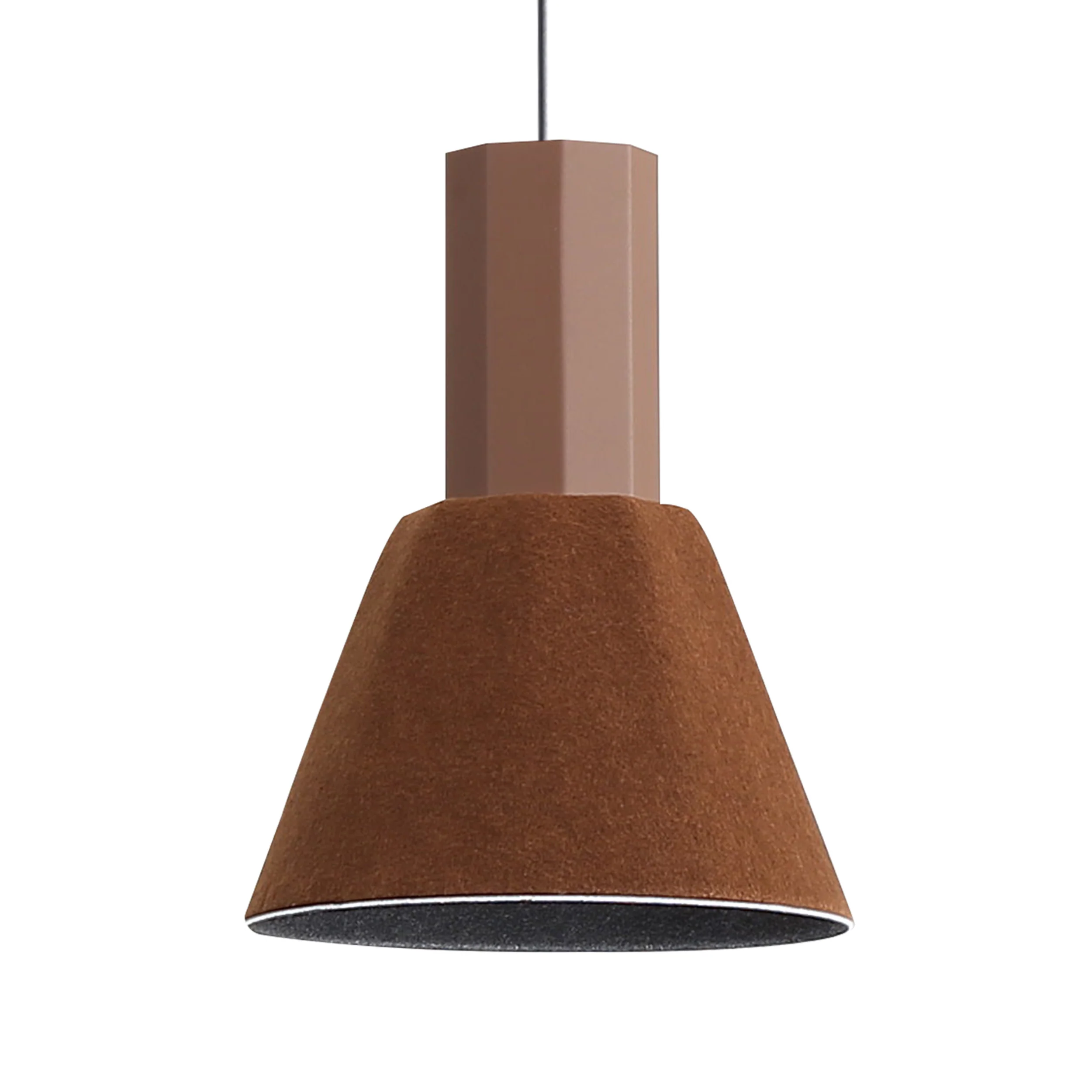 Faroe 8in Integrated LED Pendant in Coffee/Black Felt