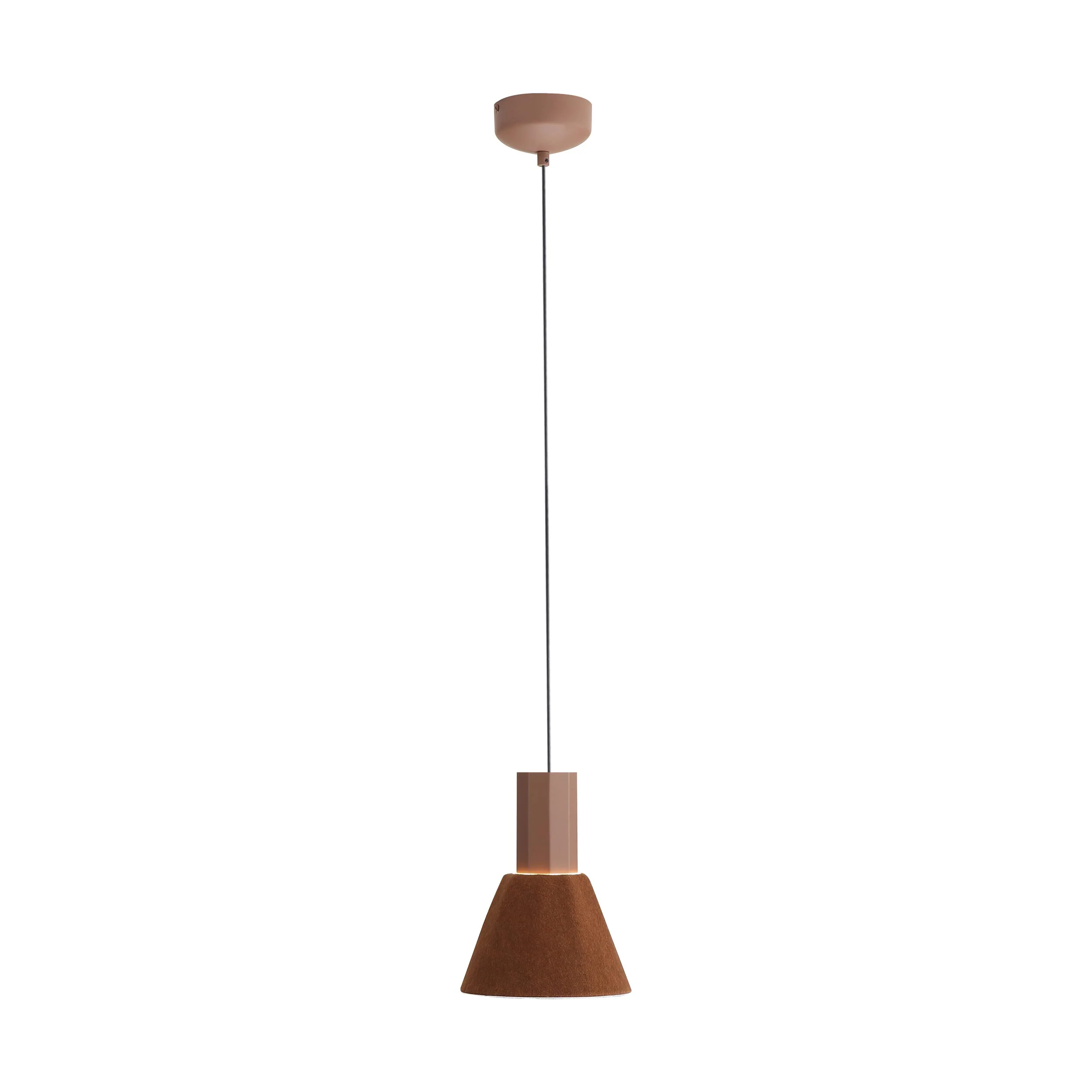 Faroe 8in Integrated LED Pendant in Coffee/Black Felt - Image 2