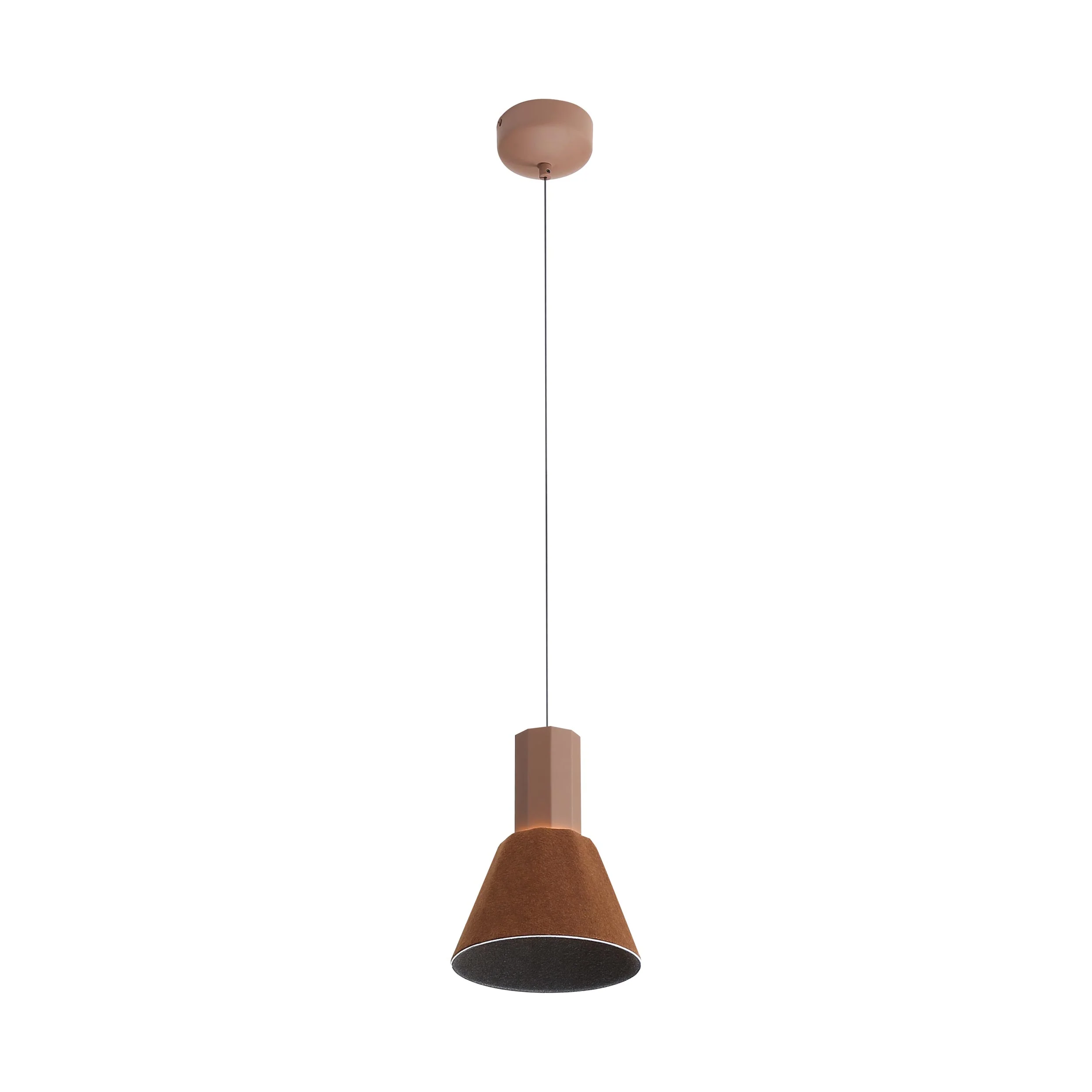 Faroe 8in Integrated LED Pendant in Coffee/Black Felt - Image 4