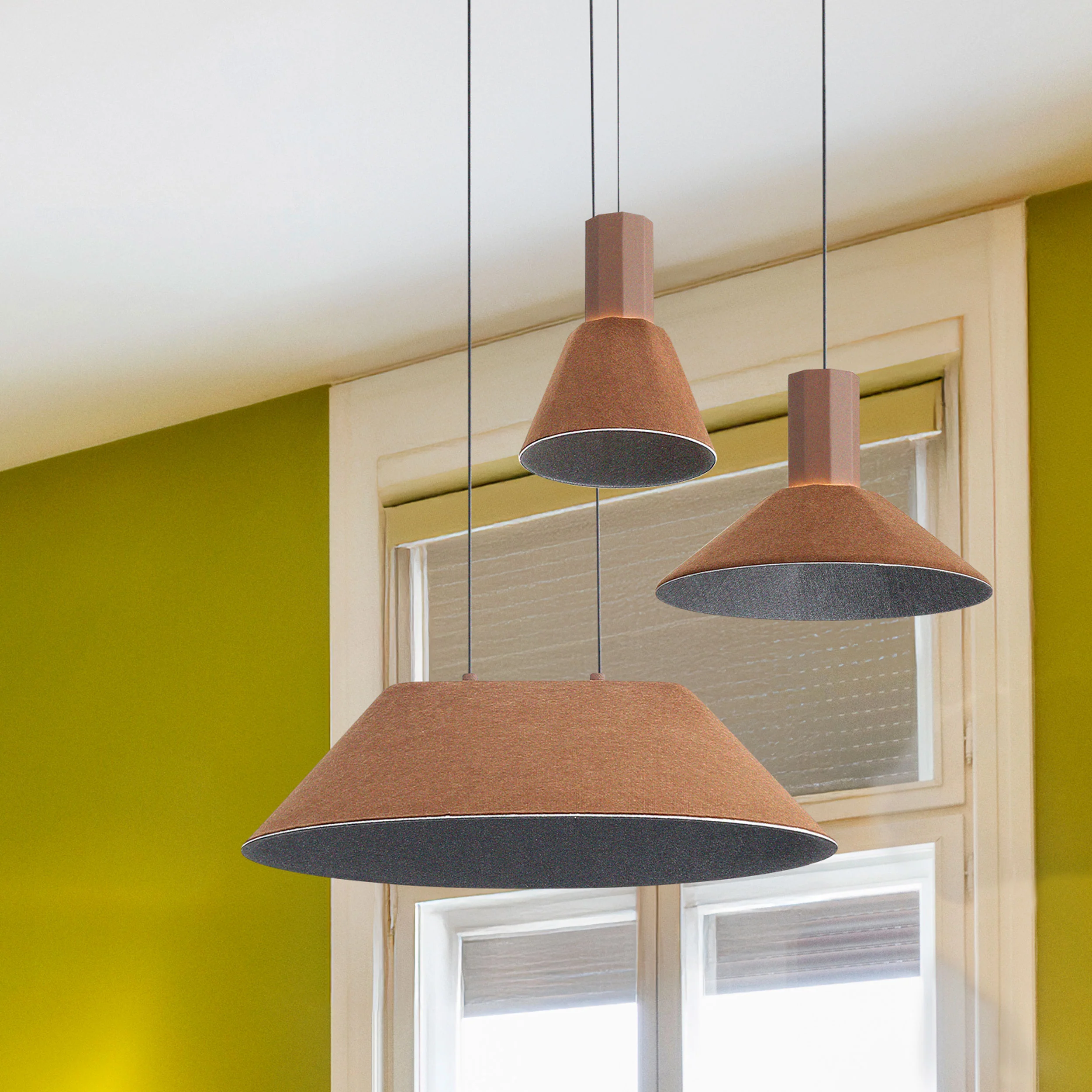 Faroe 8in Integrated LED Pendant in Coffee/Black Felt - Image 6