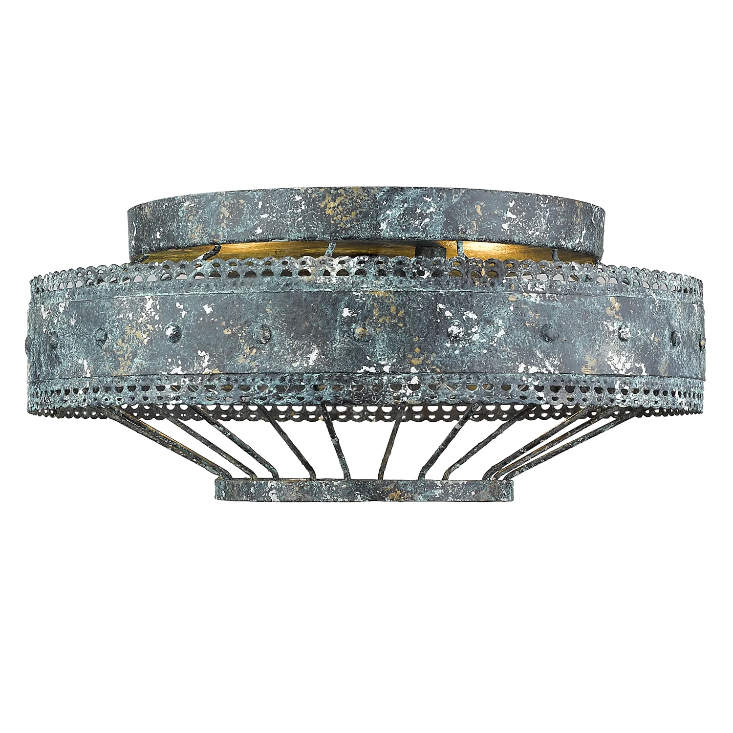 Ferris 2-light Flush Mount in Blue Verde Patina