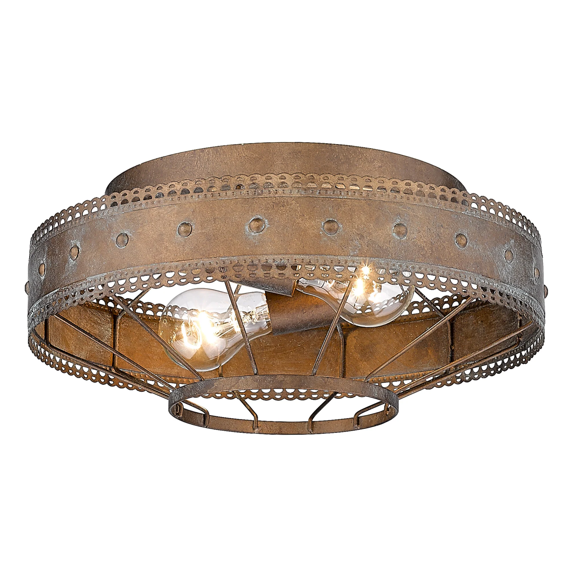 Ferris 2-light Flush Mount in Copper Patina - Image 2