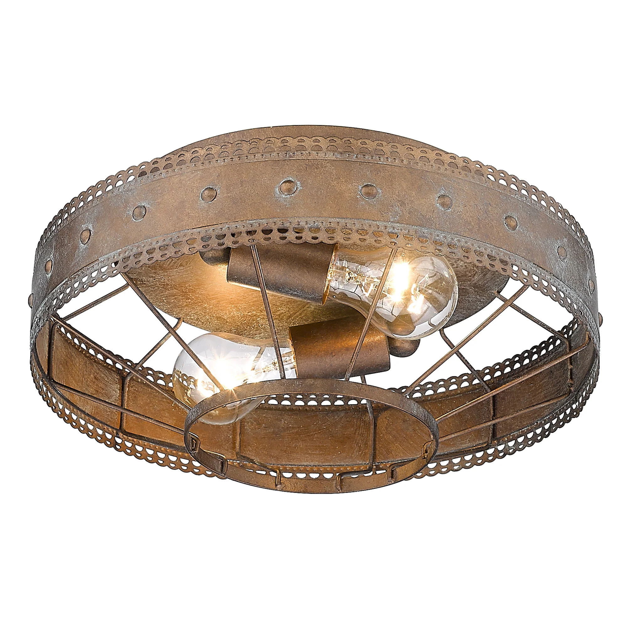 Ferris 2-light Flush Mount in Copper Patina - Image 3