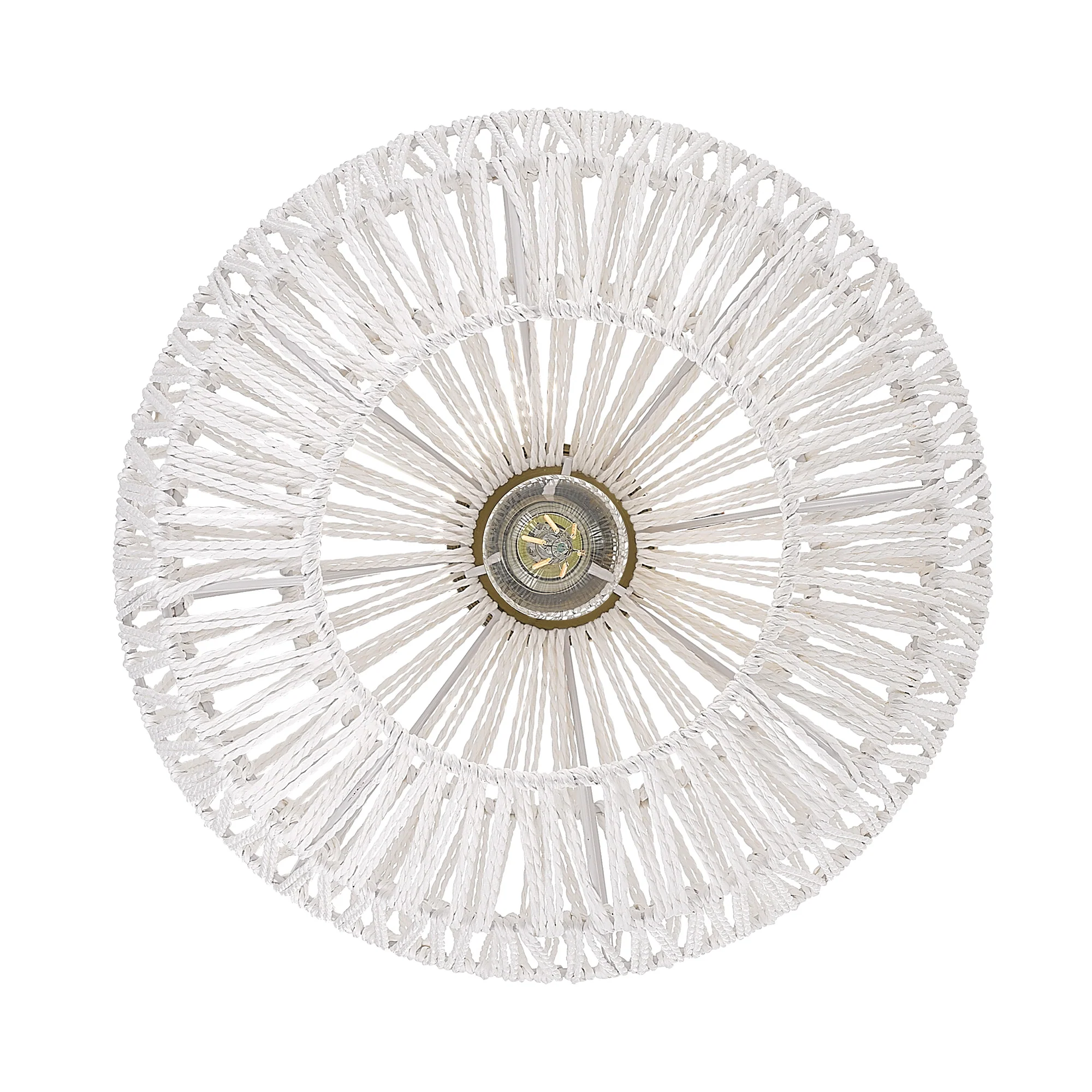 Florence 1-light Pendant in Brushed Champagne Brass and White Raphia Shade - Image 4