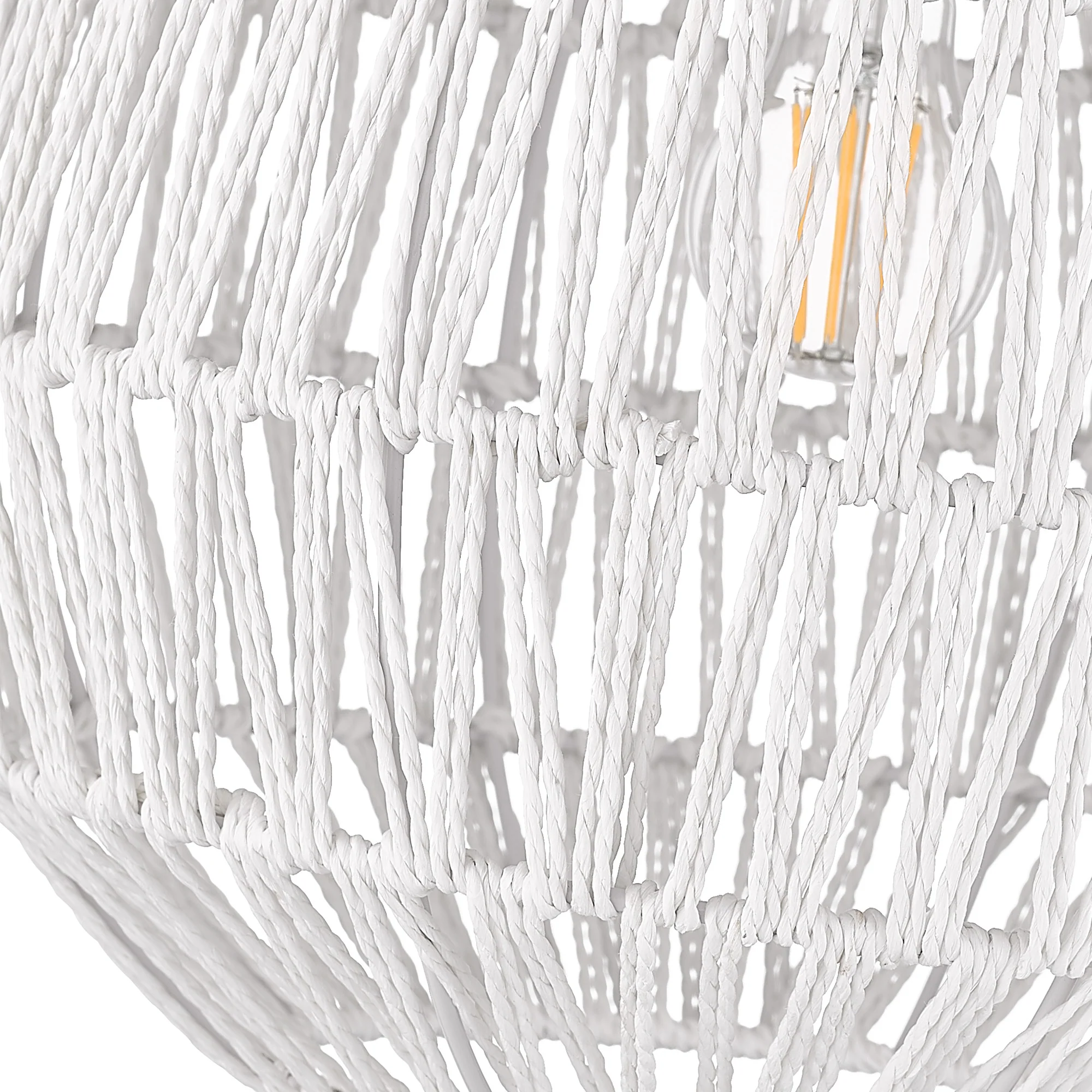 Florence 1-light Pendant in Brushed Champagne Brass and White Raphia Shade - Image 5
