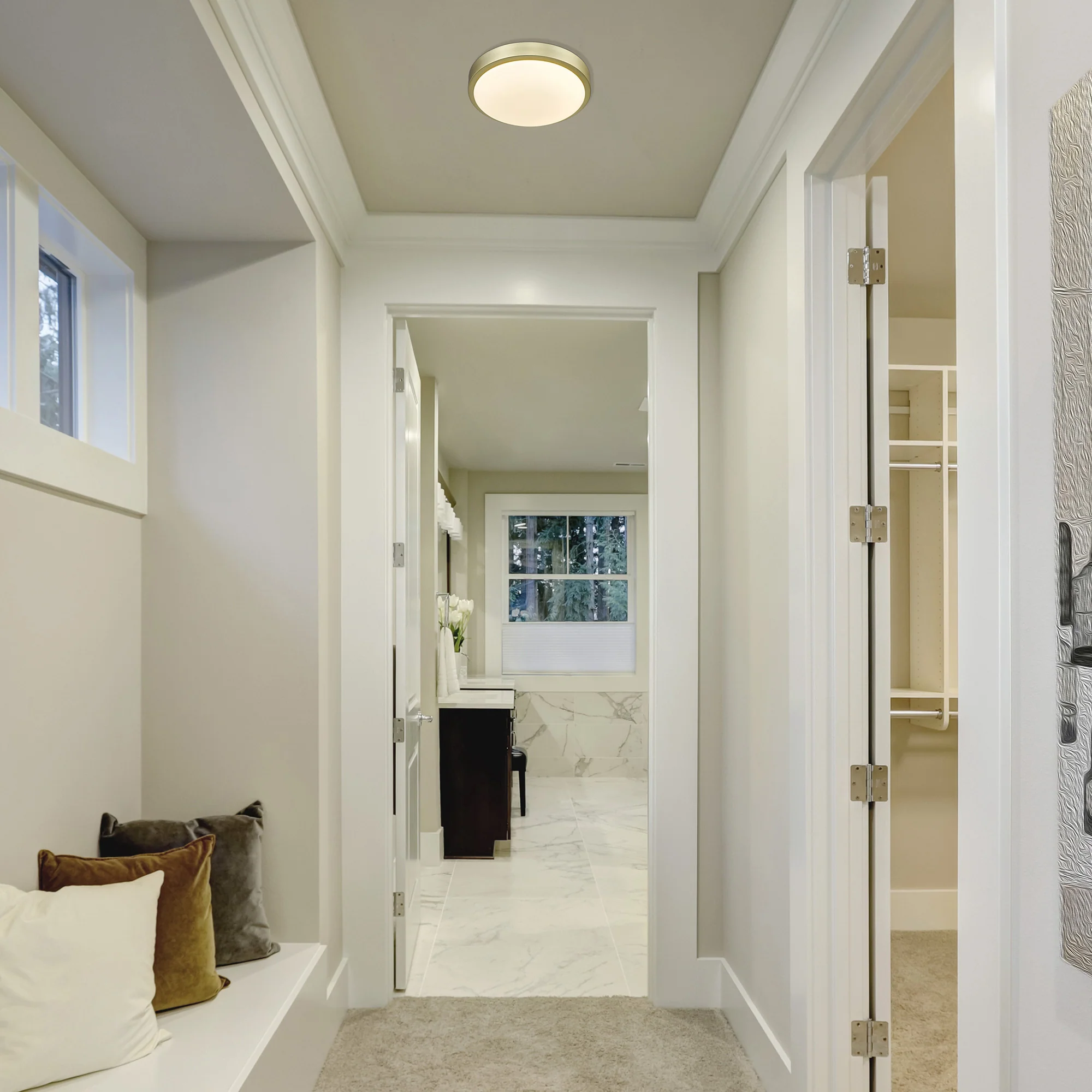 Gabi Integrated LED 10in Flush Mount in Brushed Champagne Brass - Image 4