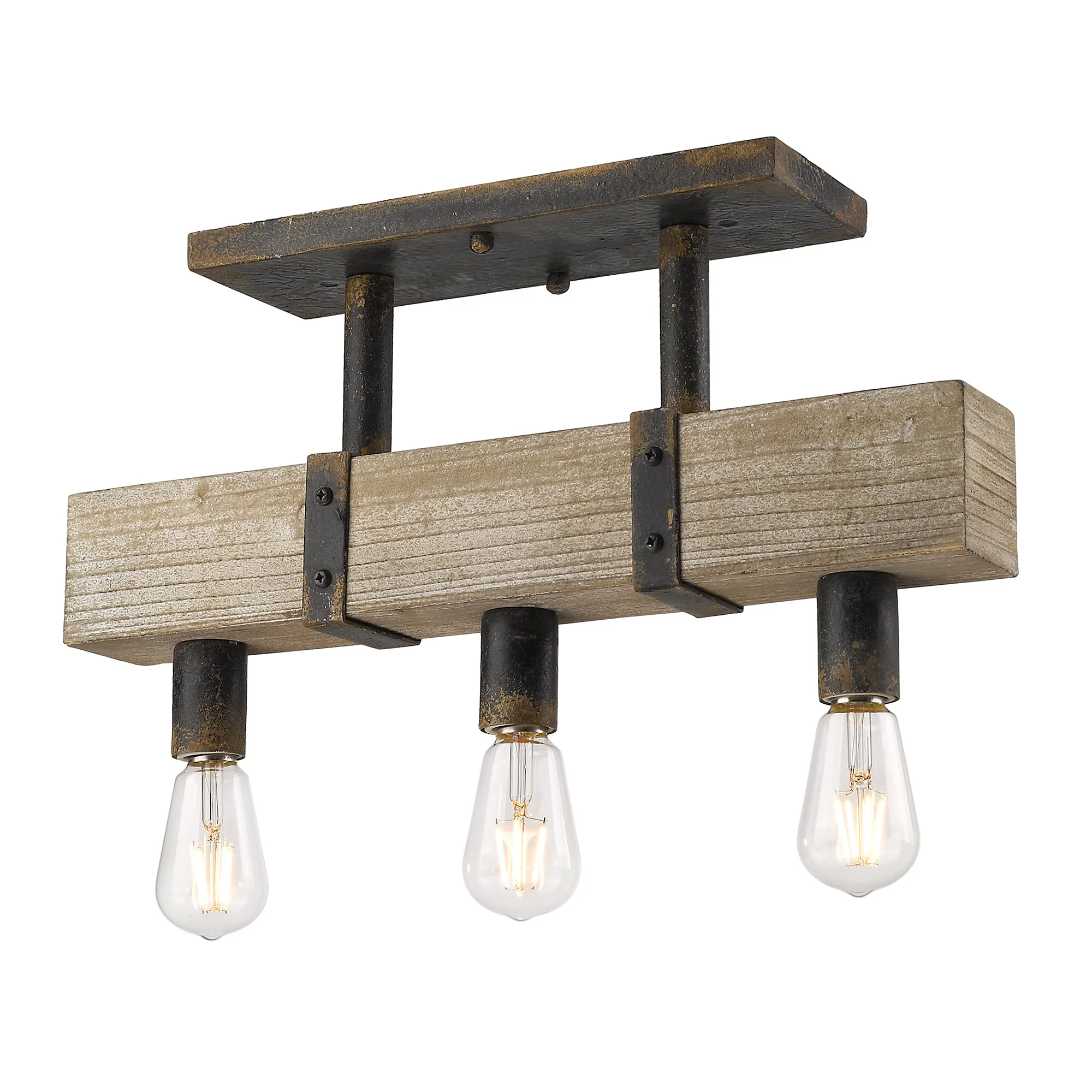 Garrett 3-light Semi-Flush Mount in Antique Black Iron