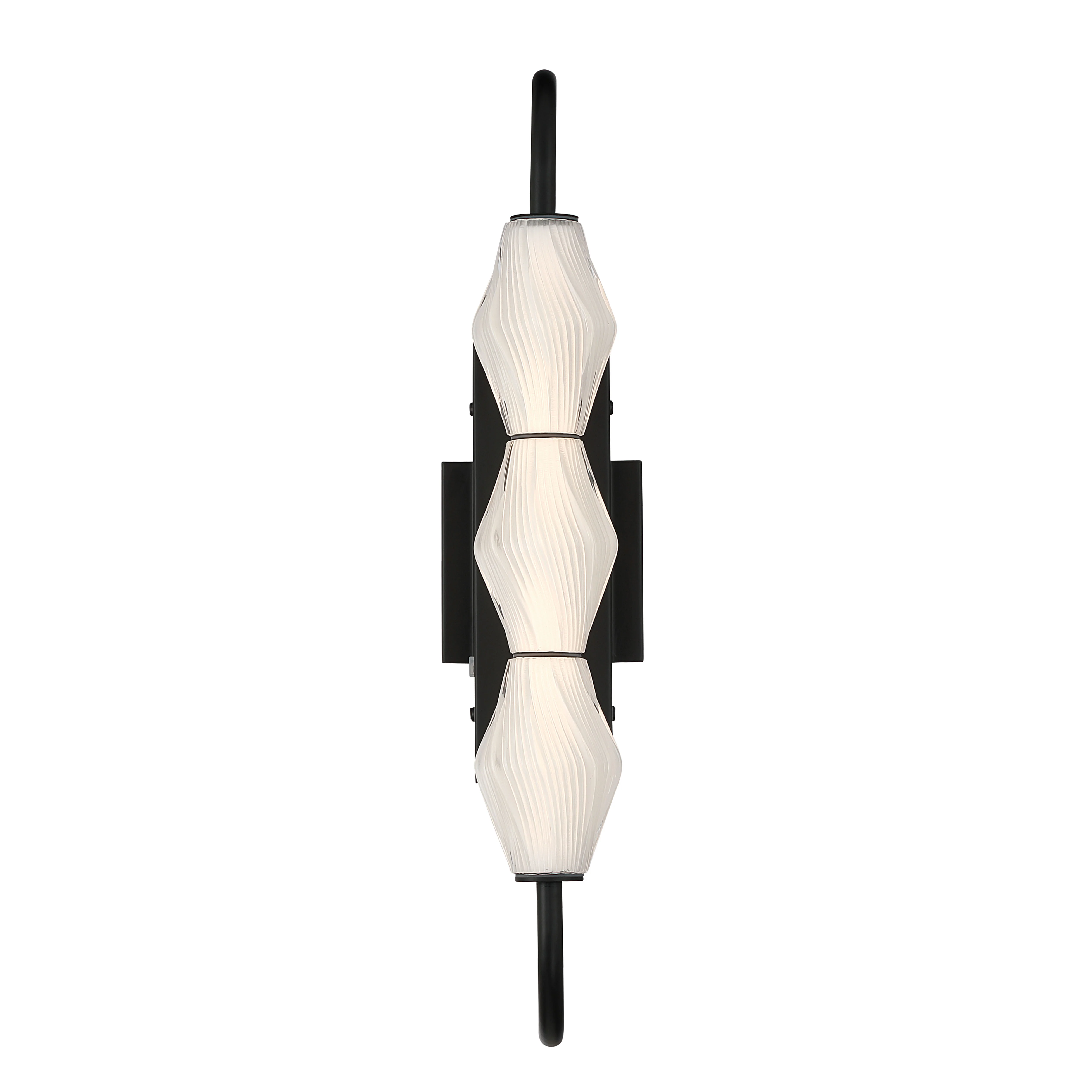 Geode Integrated LED 21.5in Outdoor Wall in Matte Black with Fluted Striped Glass - Image 3