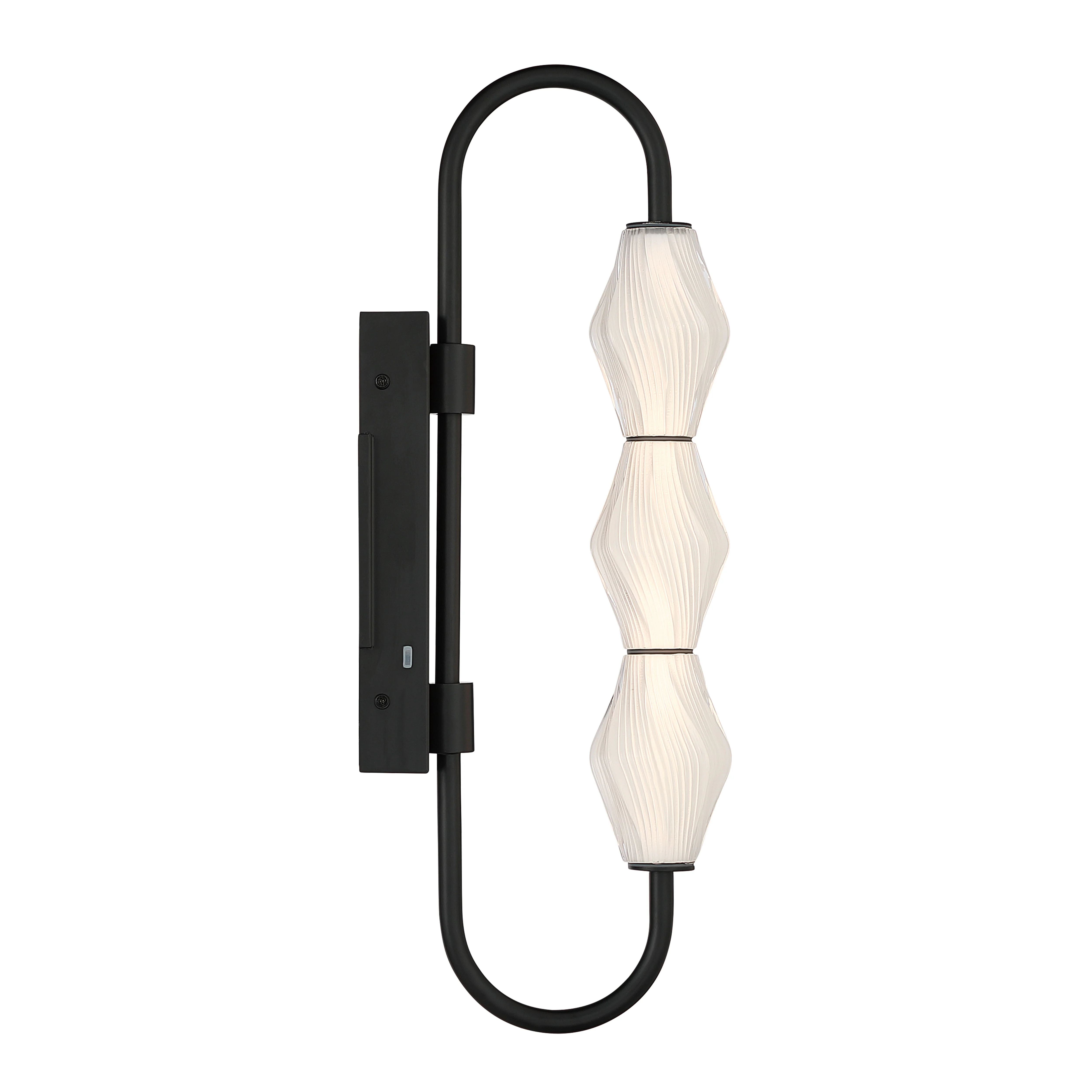 Geode Integrated LED 21.5in Outdoor Wall in Matte Black with Fluted Striped Glass - Image 4