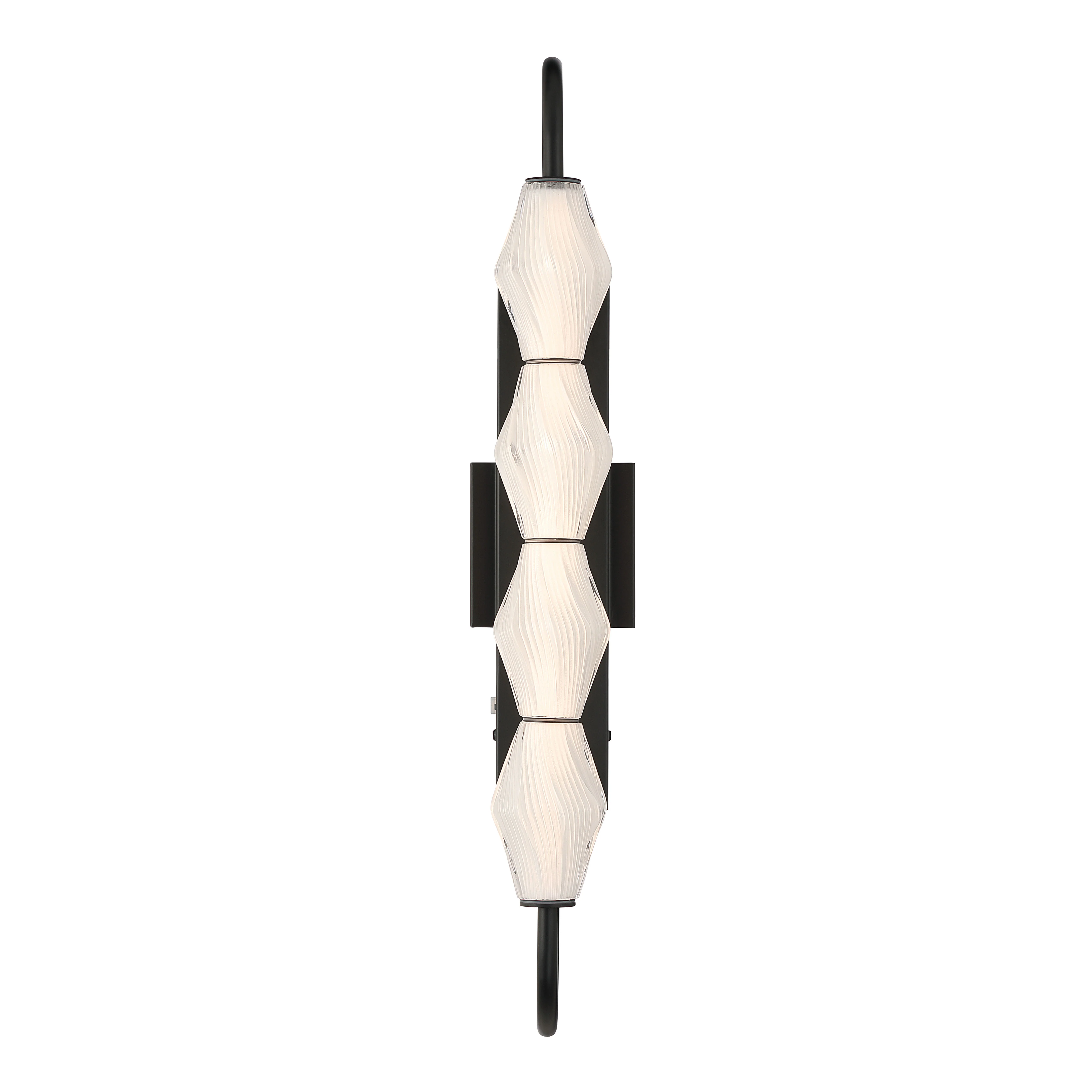 Geode Integrated LED 27in Outdoor Wall in Matte Black with Fluted Striped Glass - Image 3