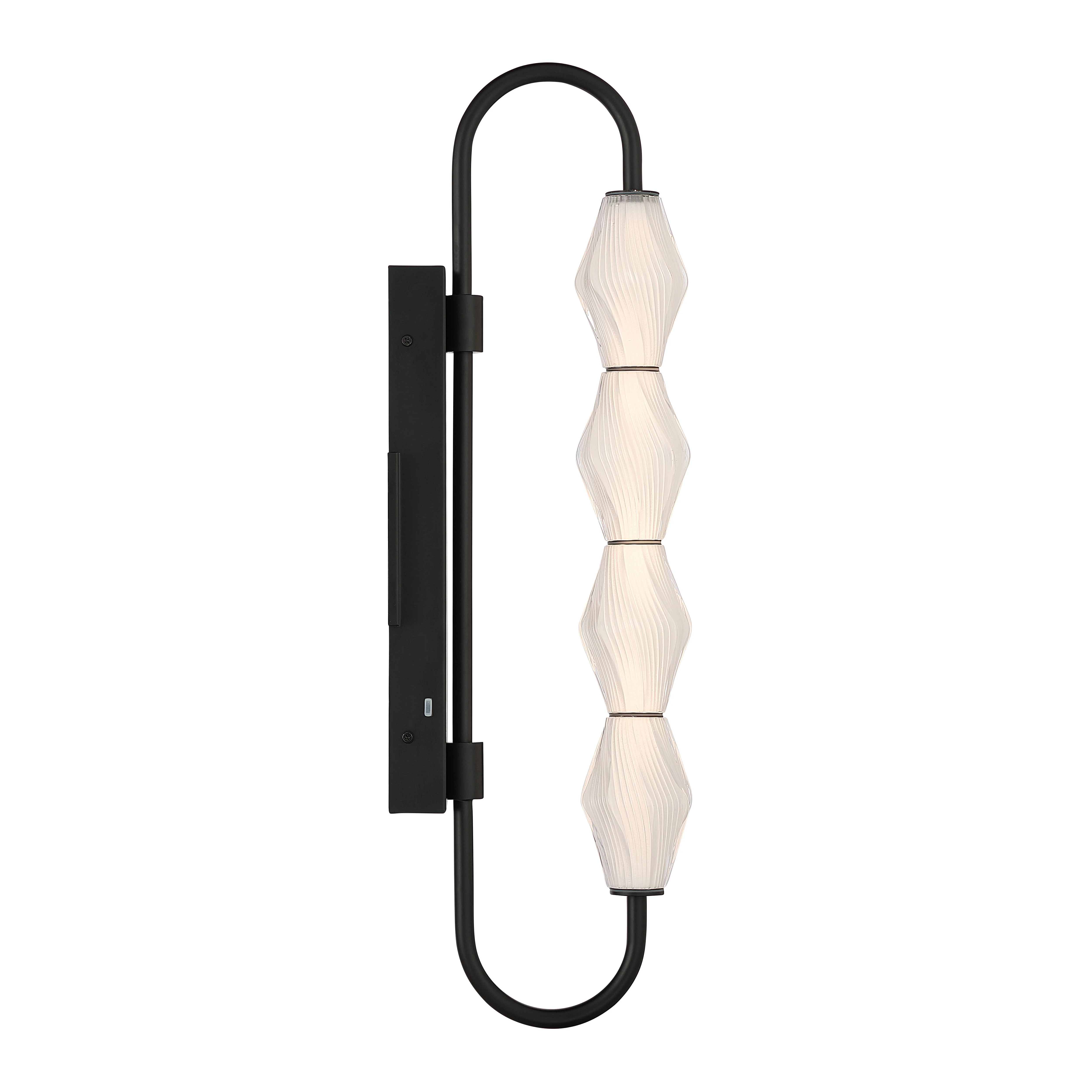 Geode Integrated LED 27in Outdoor Wall in Matte Black with Fluted Striped Glass - Image 4