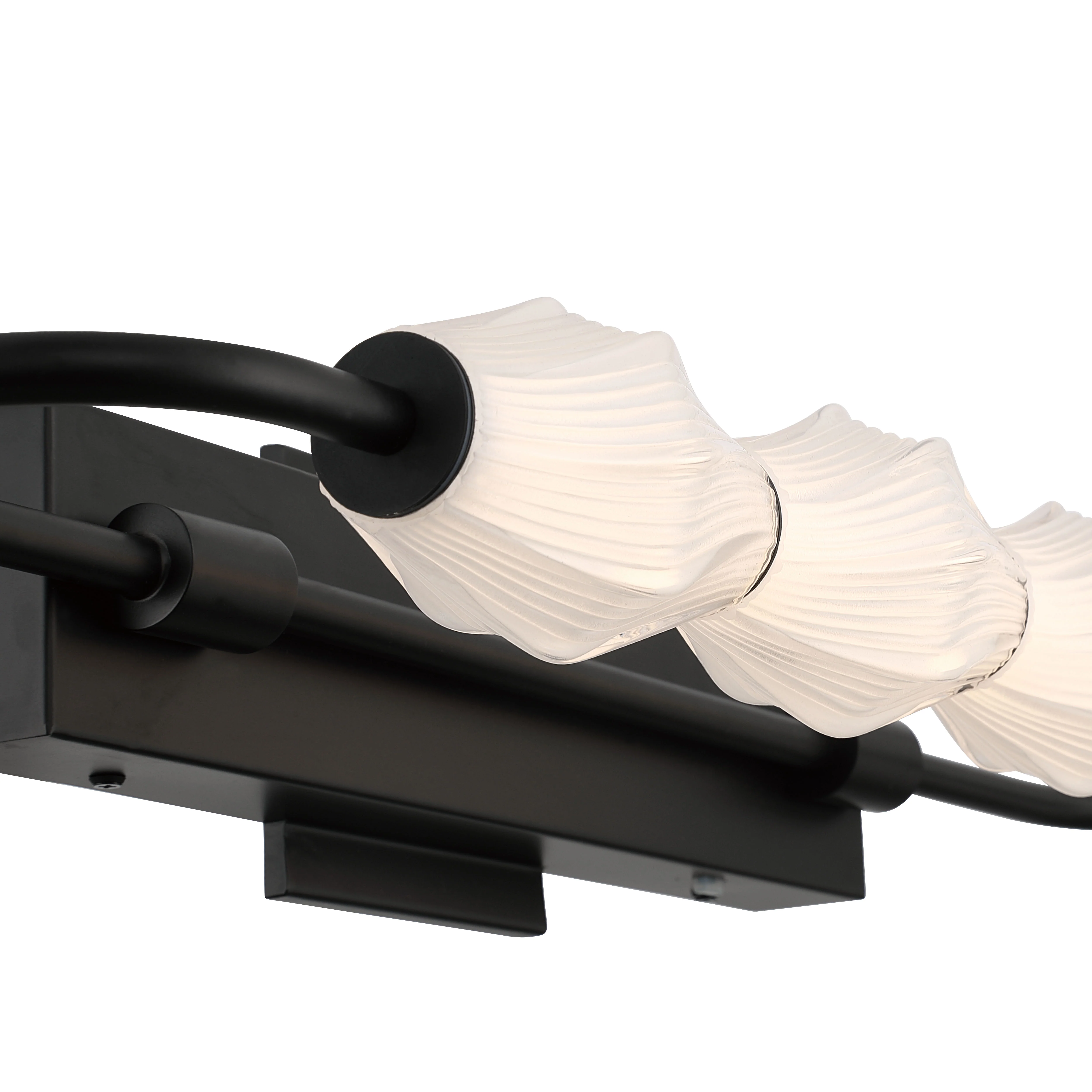 Geode Integrated LED 27in Outdoor Wall in Matte Black with Fluted Striped Glass - Image 6