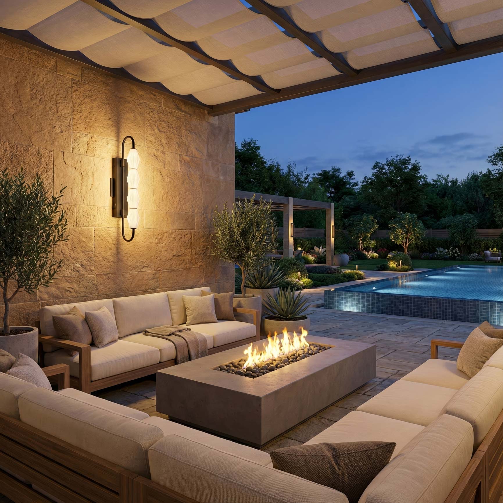 Geode Integrated LED 27in Outdoor Wall in Matte Black with Fluted Striped Glass - Image 9