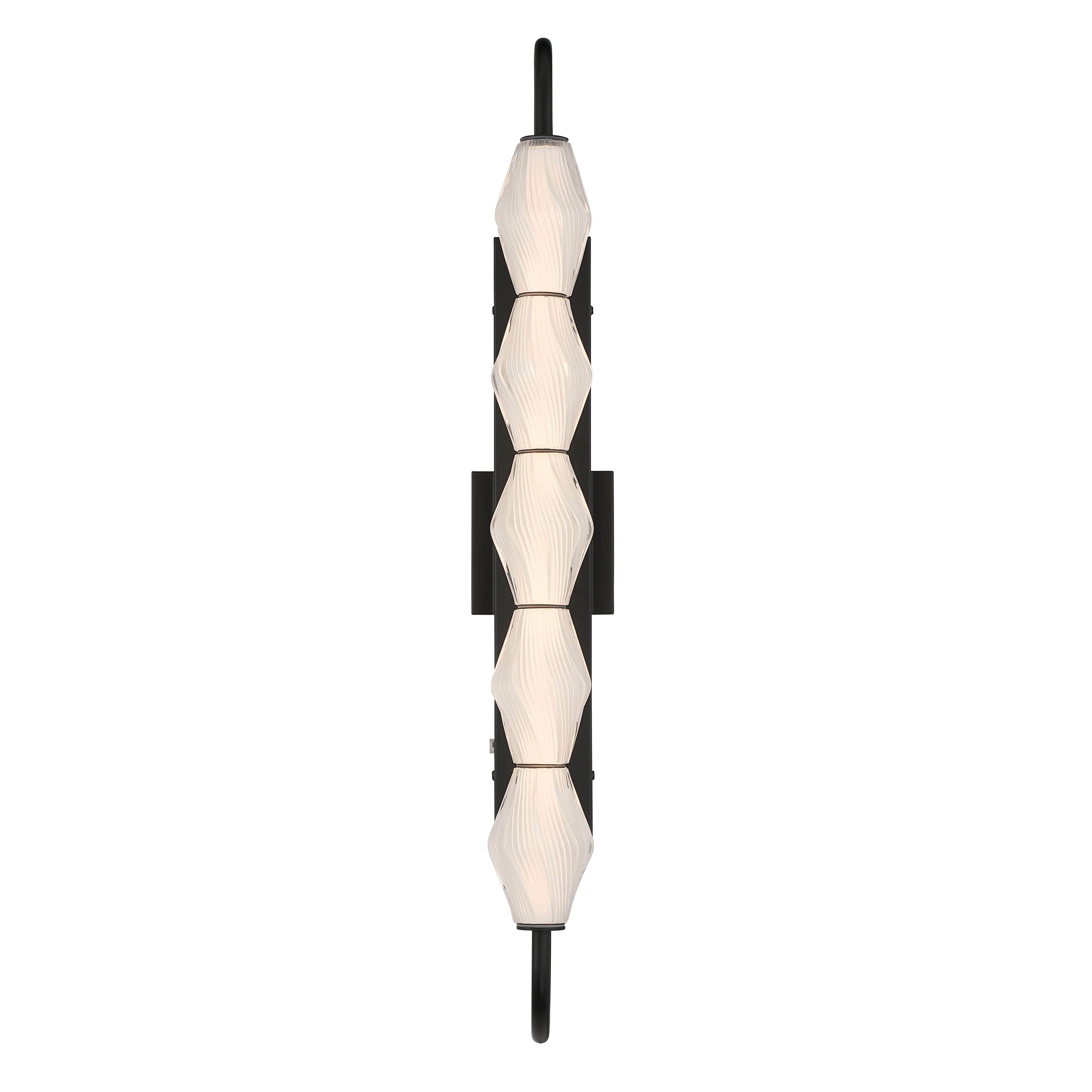 Geode Integrated LED 32in Outdoor Wall in Matte Black with Fluted Striped Glass - Image 3