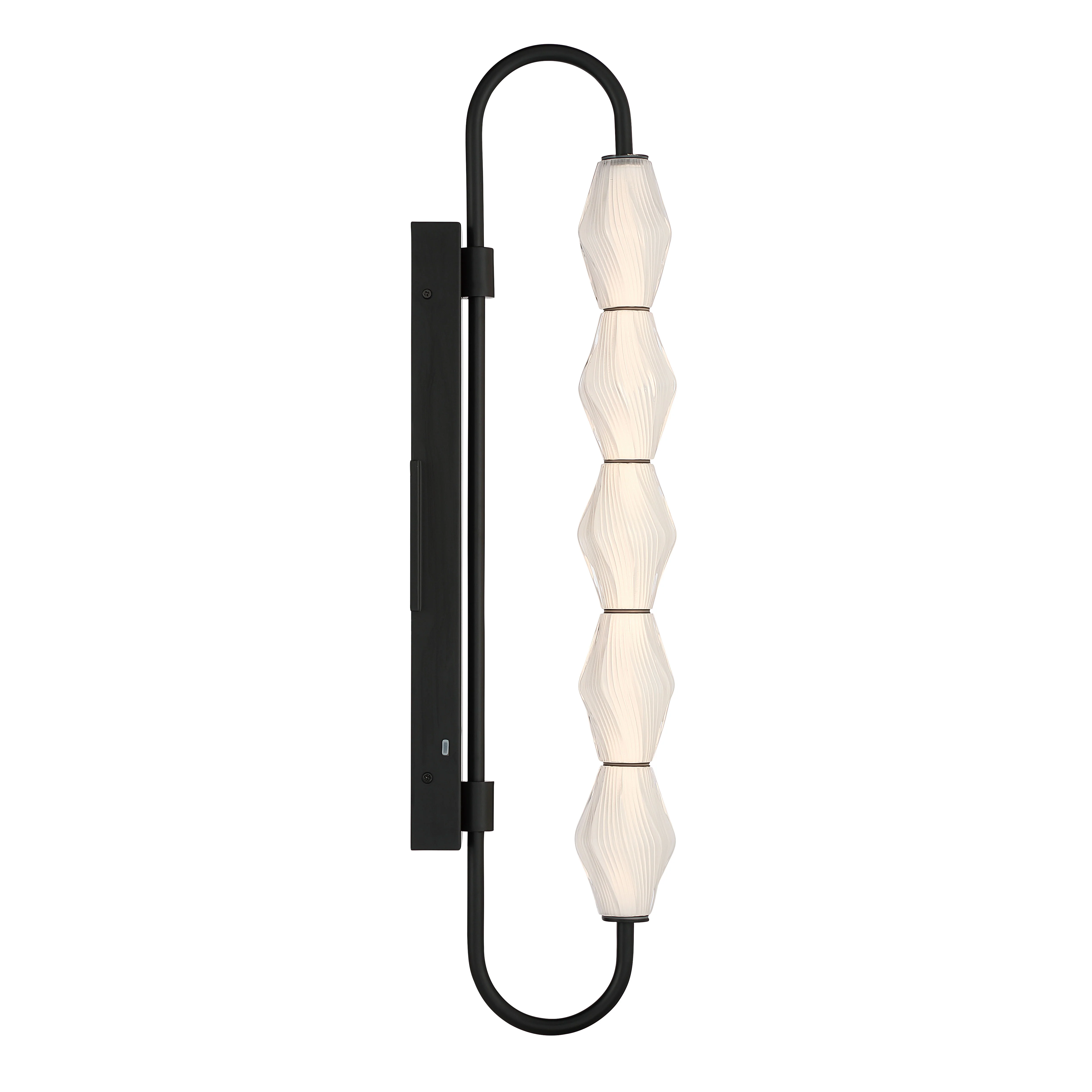 Geode Integrated LED 32in Outdoor Wall in Matte Black with Fluted Striped Glass - Image 4