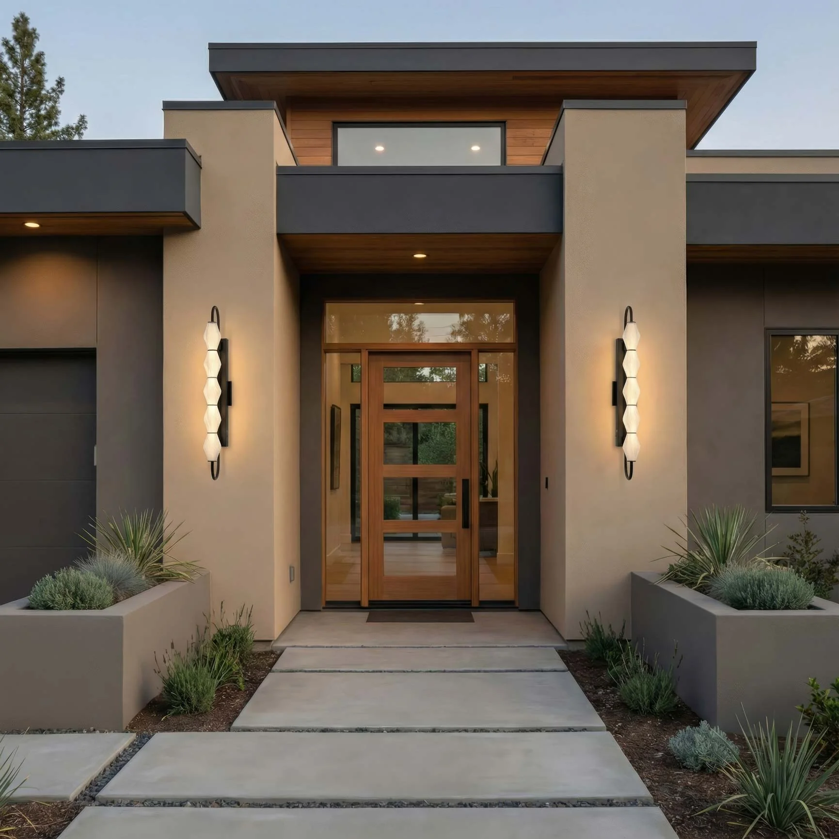 Geode Integrated LED 32in Outdoor Wall in Matte Black with Fluted Striped Glass - Image 6