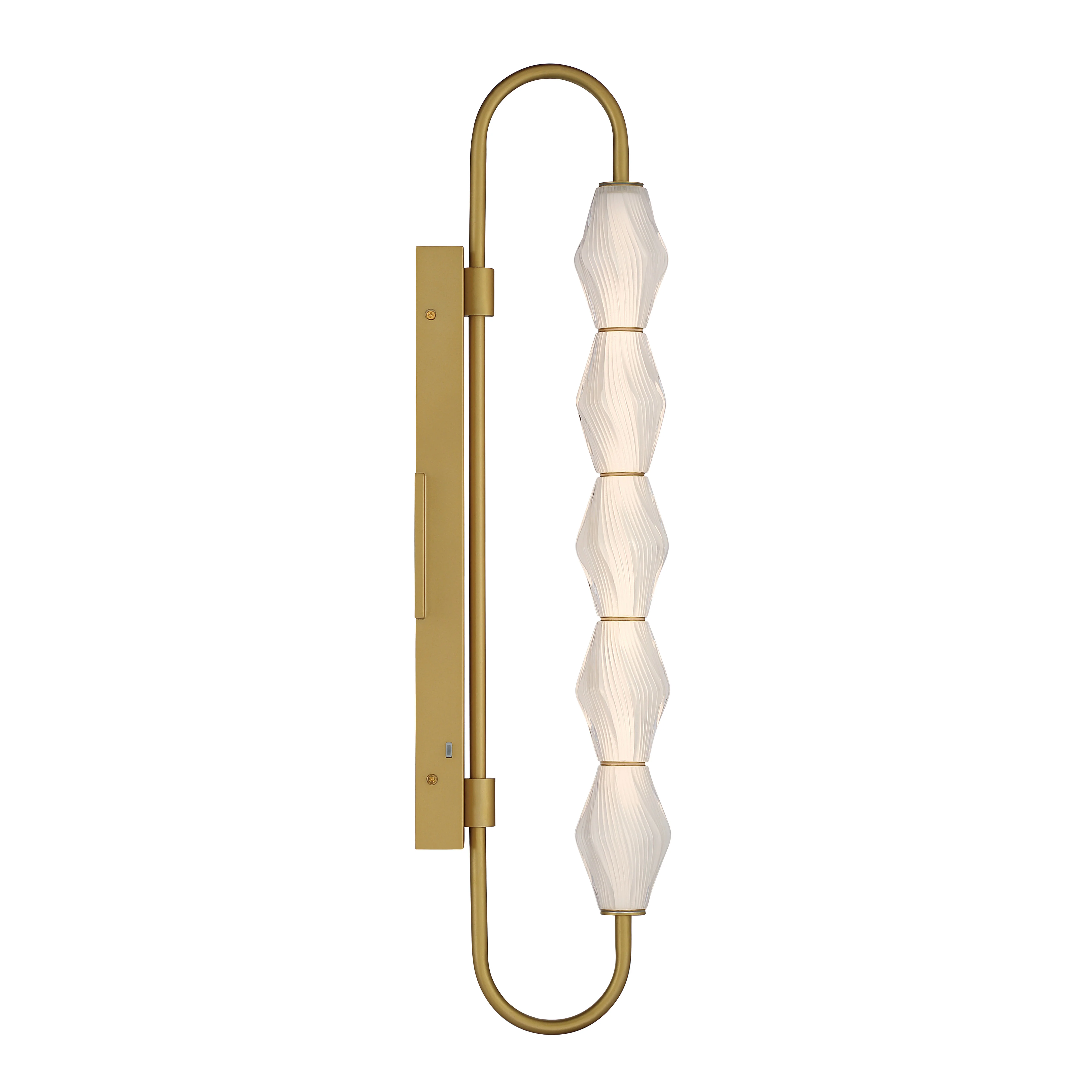 Geode Integrated LED 32in Outdoor Wall in Satin Brushed Gold with Fluted Striped Glass - Image 4