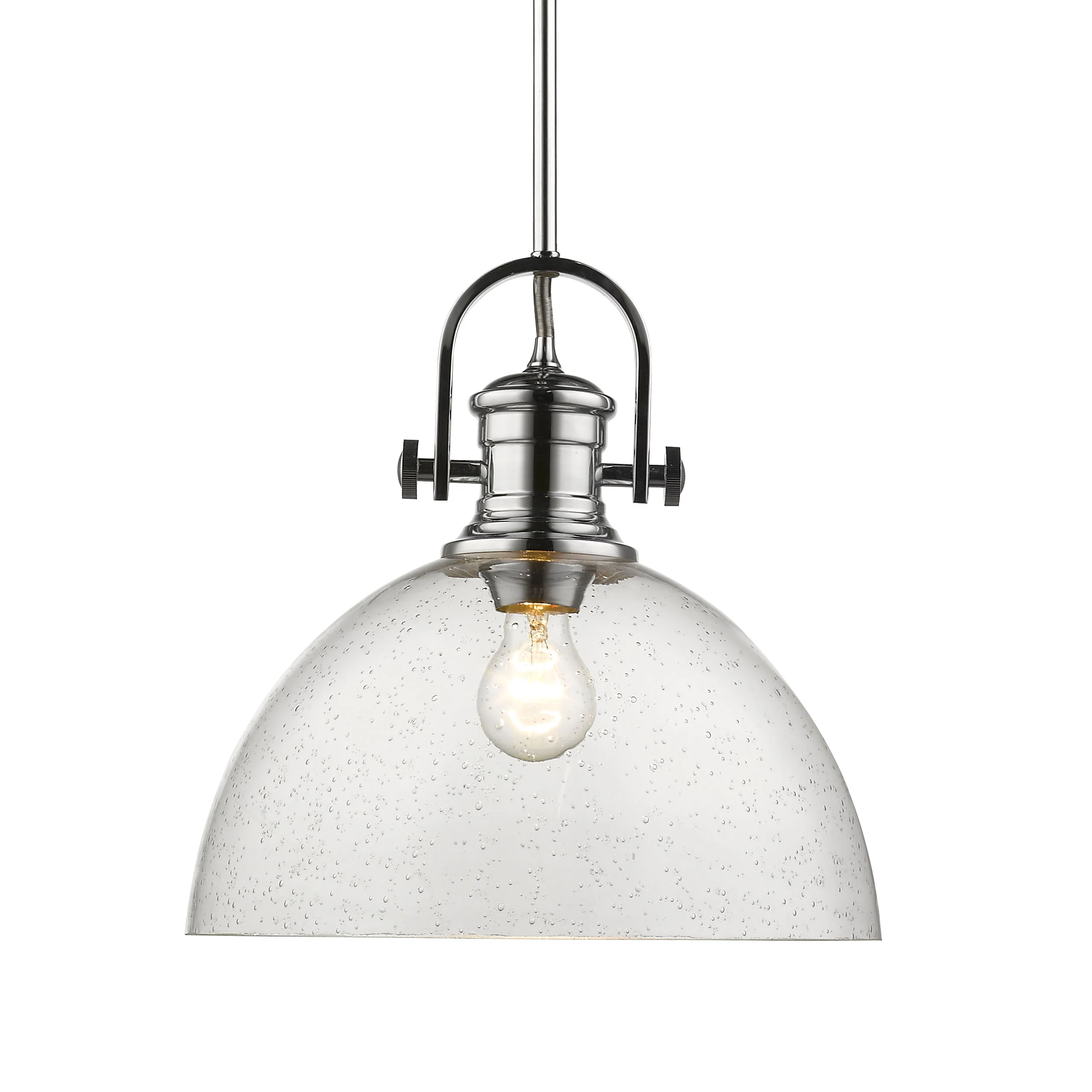 Hines 1-light 14in Pendant in Chrome and Seeded Glass