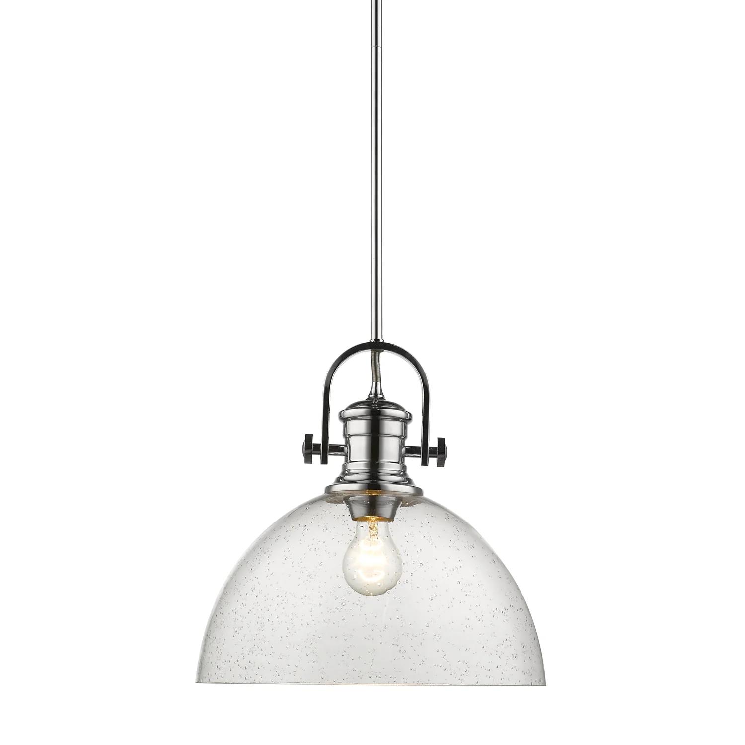 Hines 1-light 14in Pendant in Chrome and Seeded Glass - Image 2