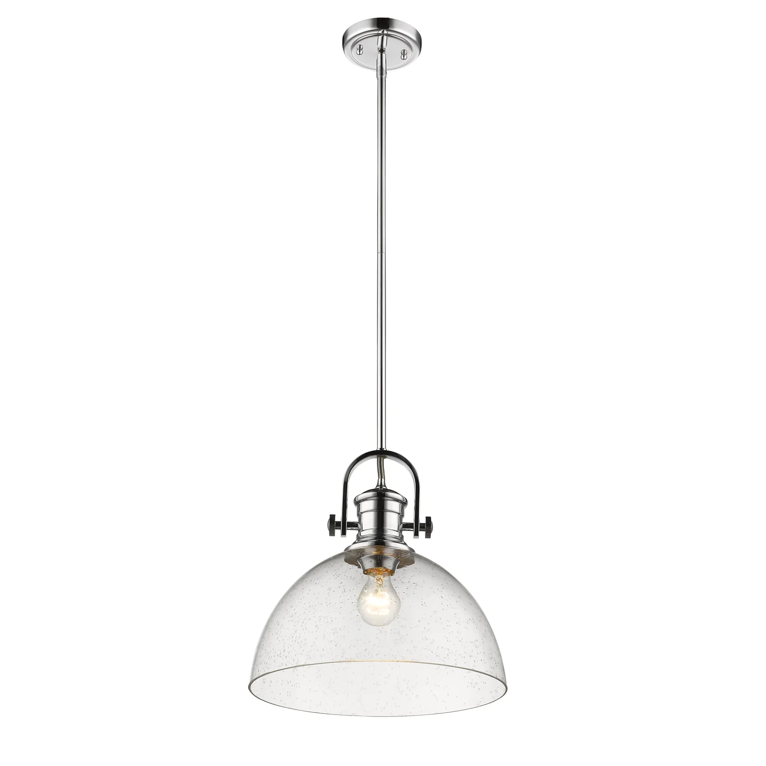Hines 1-light 14in Pendant in Chrome and Seeded Glass - Image 3