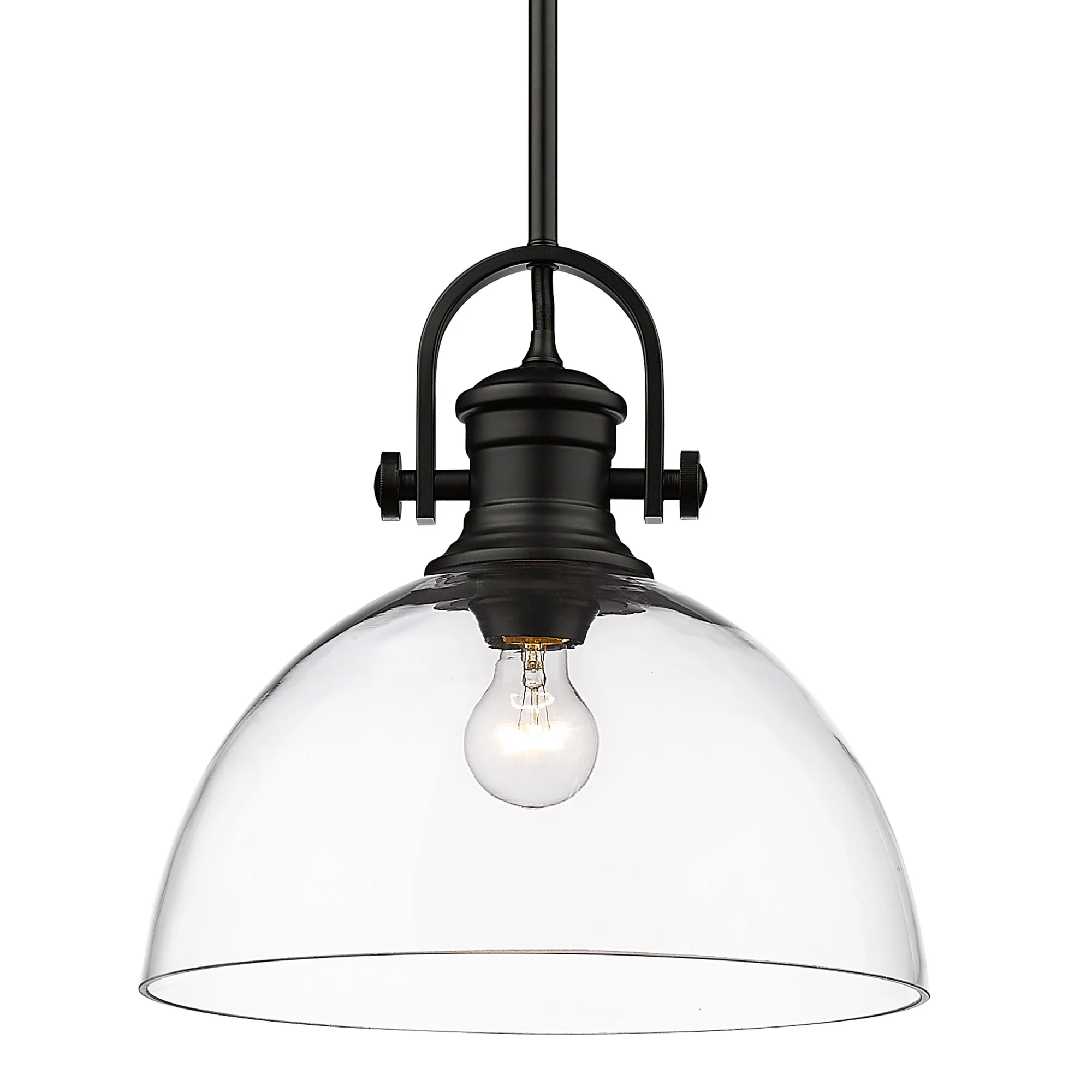 Hines 1-light 14in Pendant in Matte Black and Clear Glass