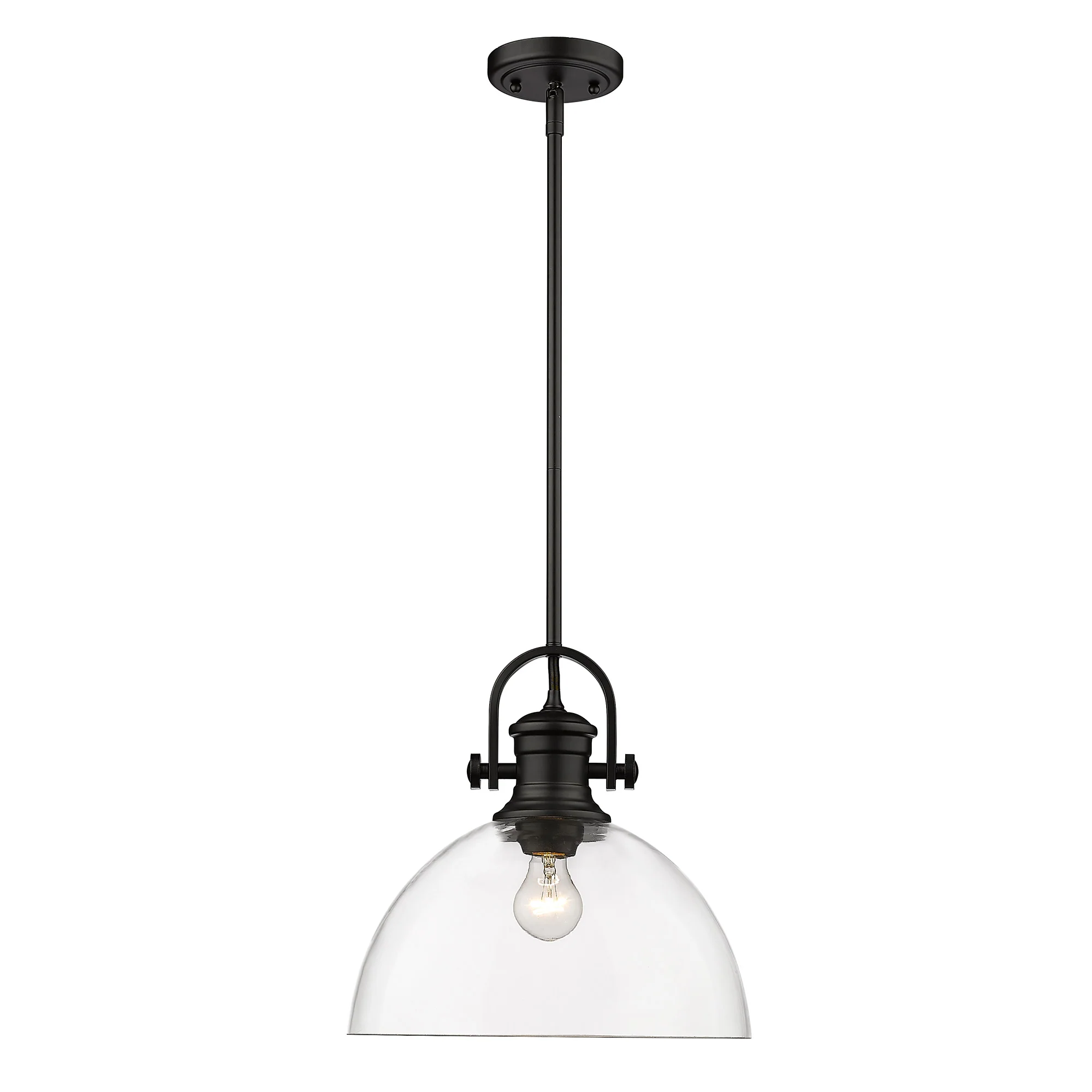 Hines 1-light 14in Pendant in Matte Black and Clear Glass - Image 3