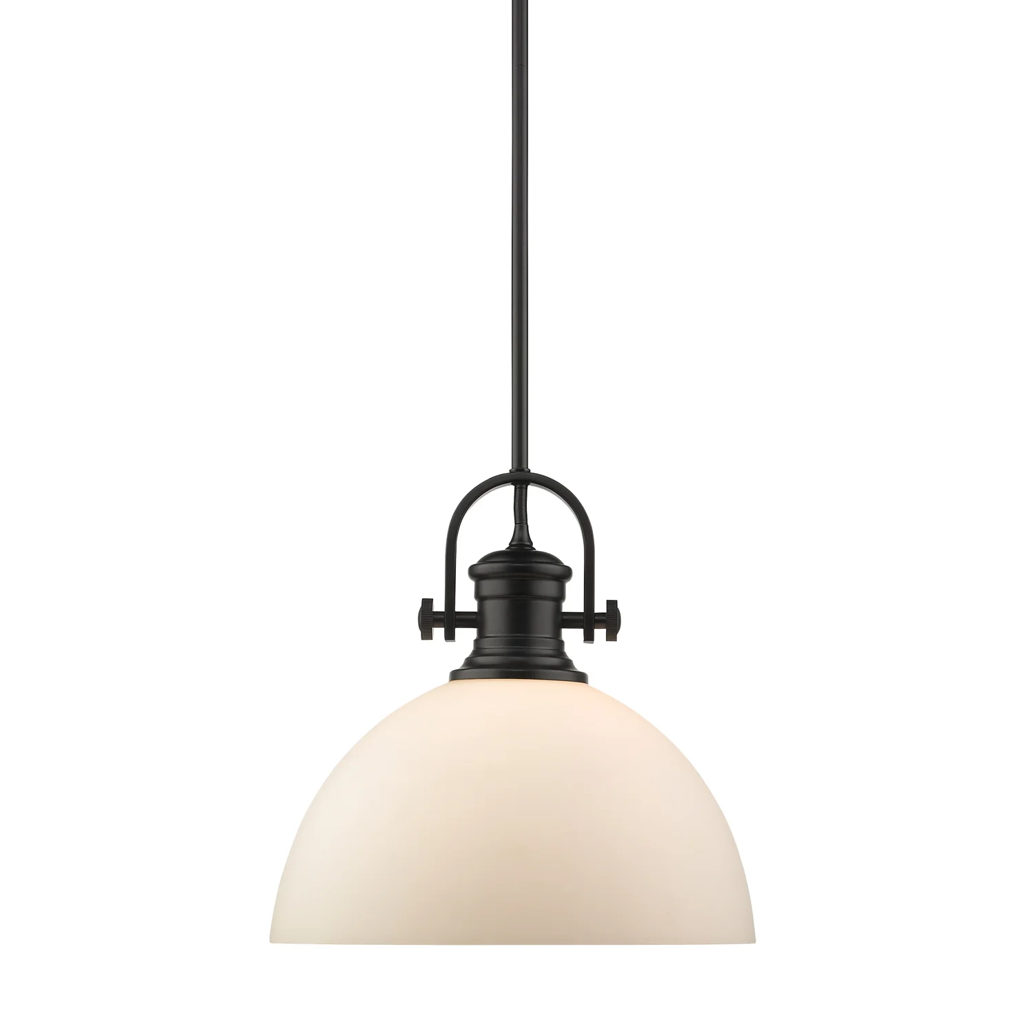 Hines 1-light 14in Pendant in Matte Black and Opal Glass - Image 3