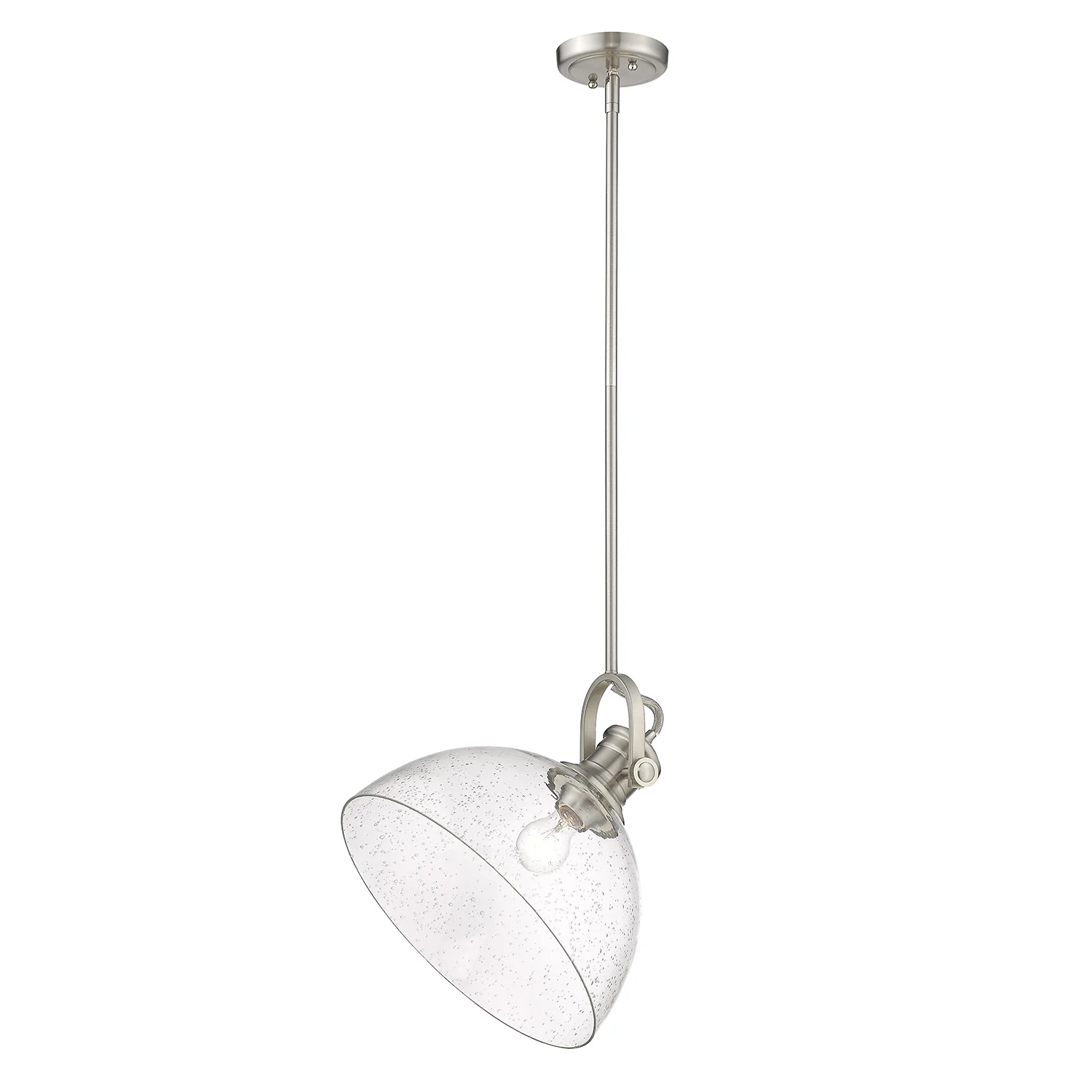 Hines 1-light 14in Pendant in Pewter and Seeded Glass - Image 3