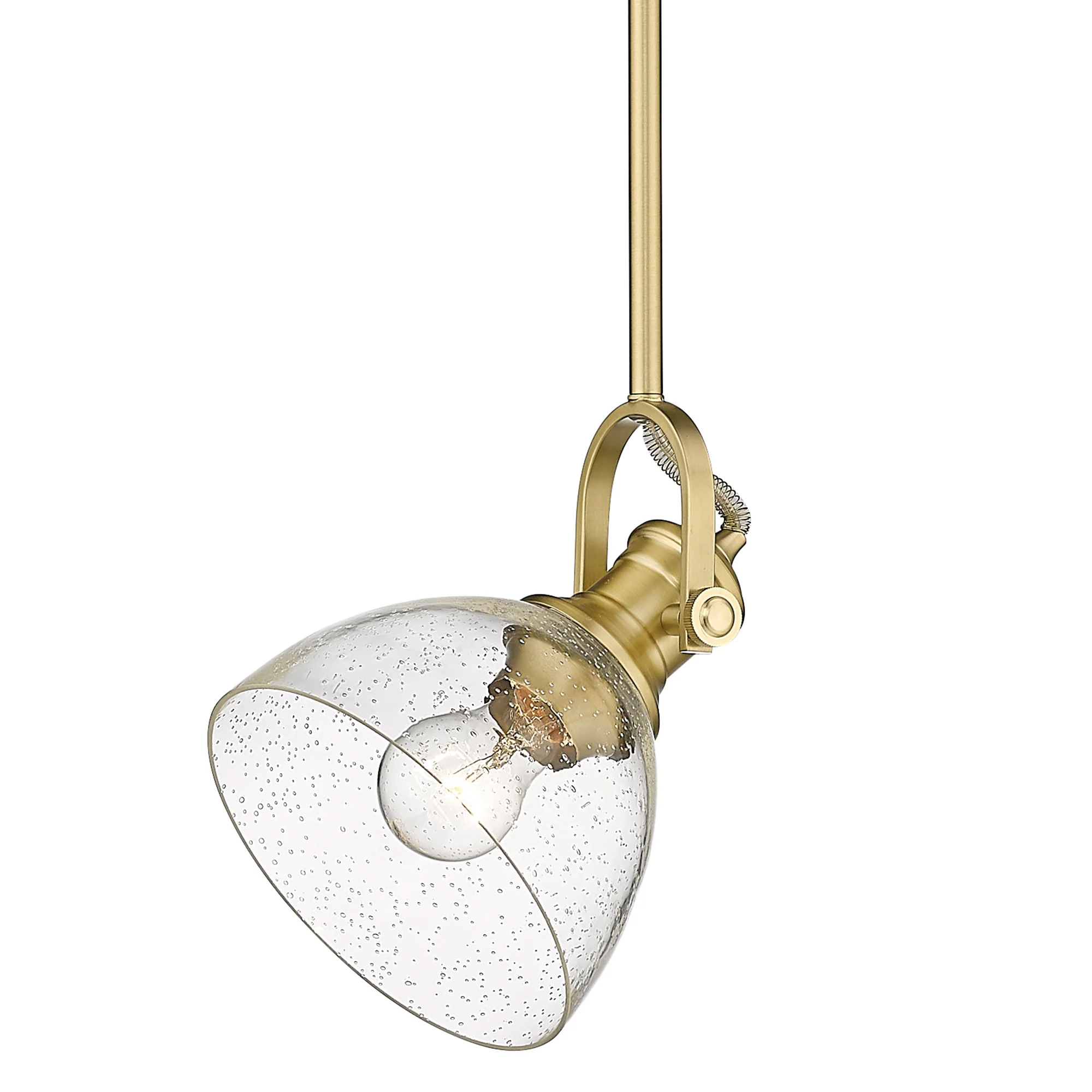 Hines 1-light 7in Pendant in Brushed Champagne Brass and Seeded Glass - Image 3